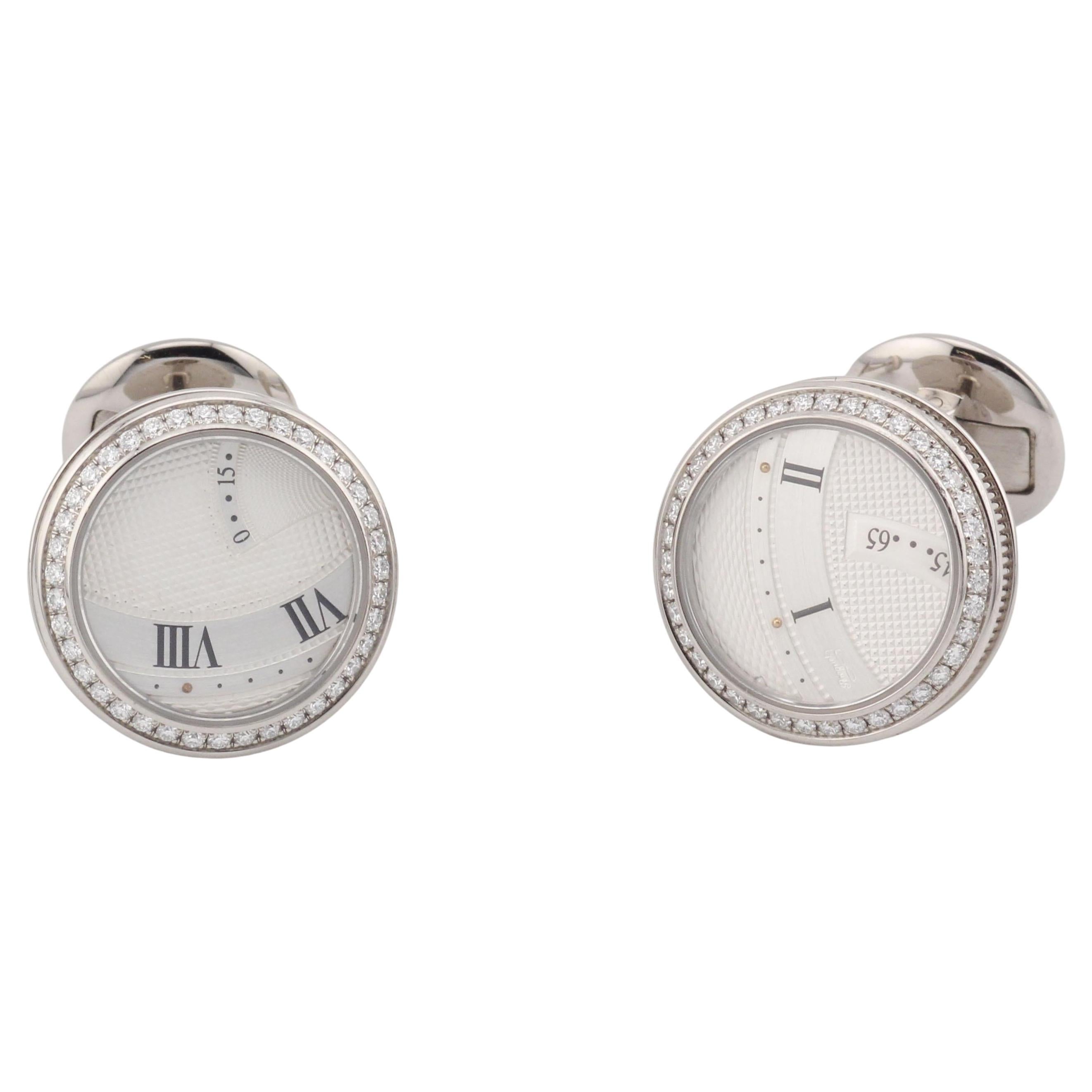 Breguet Cadran Guilloche Diamant 18k Weißgold Manschettenknöpfe