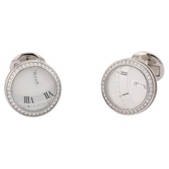 Breguet Cadran Guilloche Diamond 18k White Gold Cufflinks