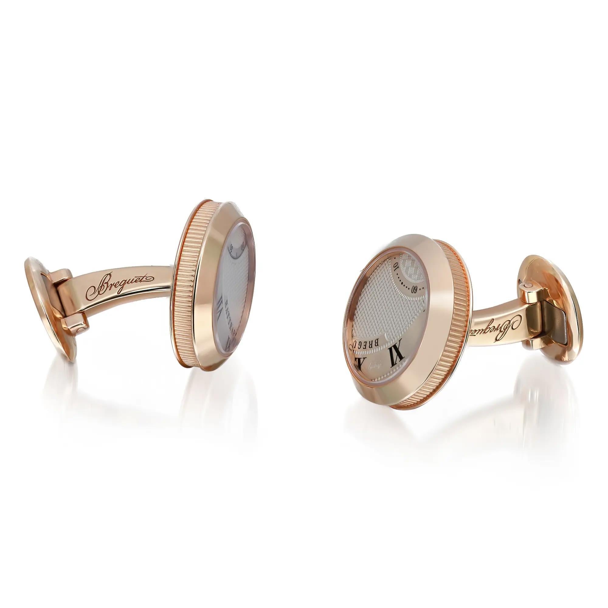 Gemelli Breguet Cadran Guilloche di forma rotonda in oro rosa 18 carati YB4590 In condizioni Nuovo in vendita a New York, NY
