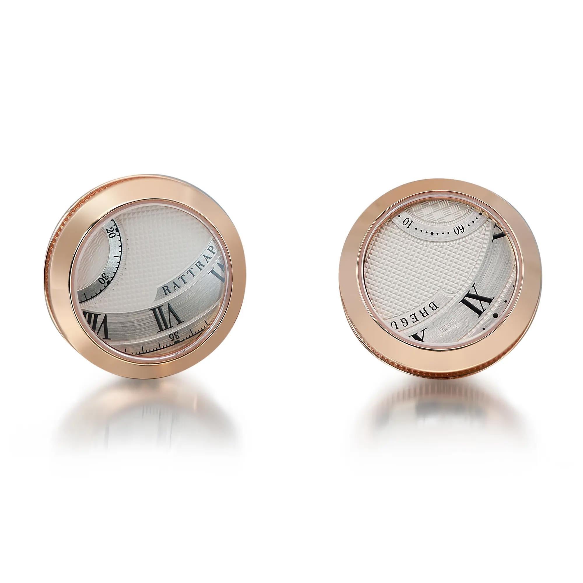 Breguet Cadran Guilloche Manschettenknöpfe in runder Form 18K Roségold YB4590 im Zustand „Neu“ im Angebot in New York, NY