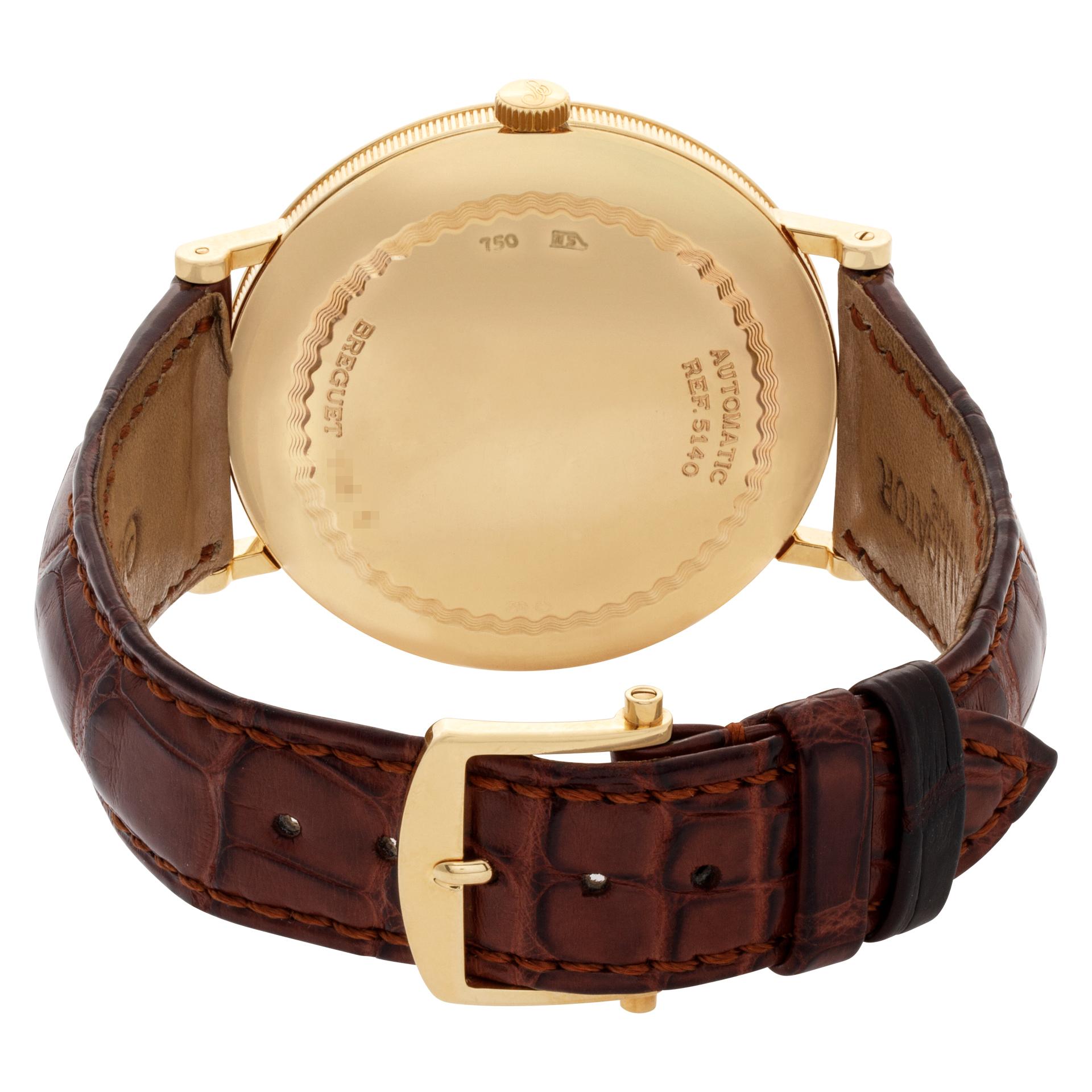 Modern Breguet Classic 18k Yellow Gold and Leather Strap, Ref 5140 Auto Watch