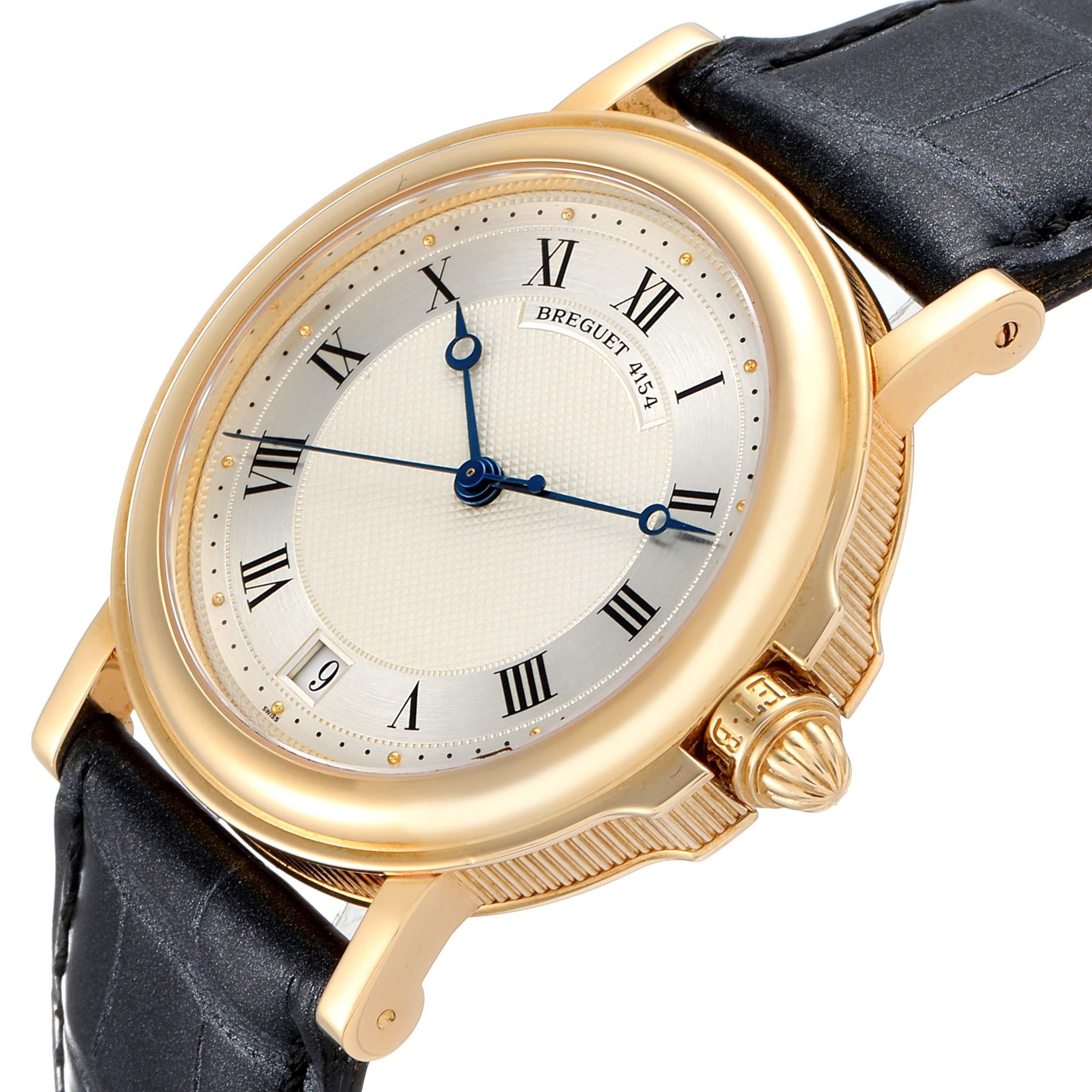 Breguet Classique 18K Yellow Gold Silver Dial Mens Watch 4154G In Excellent Condition For Sale In Atlanta, GA