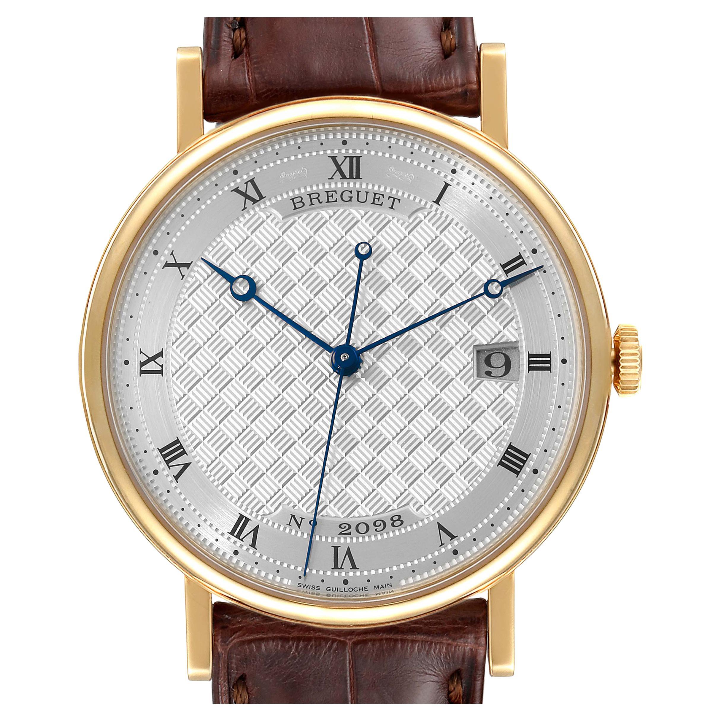 Breguet Classique 18K Yellow Gold Silver Dial Mens Watch 5177 Tag