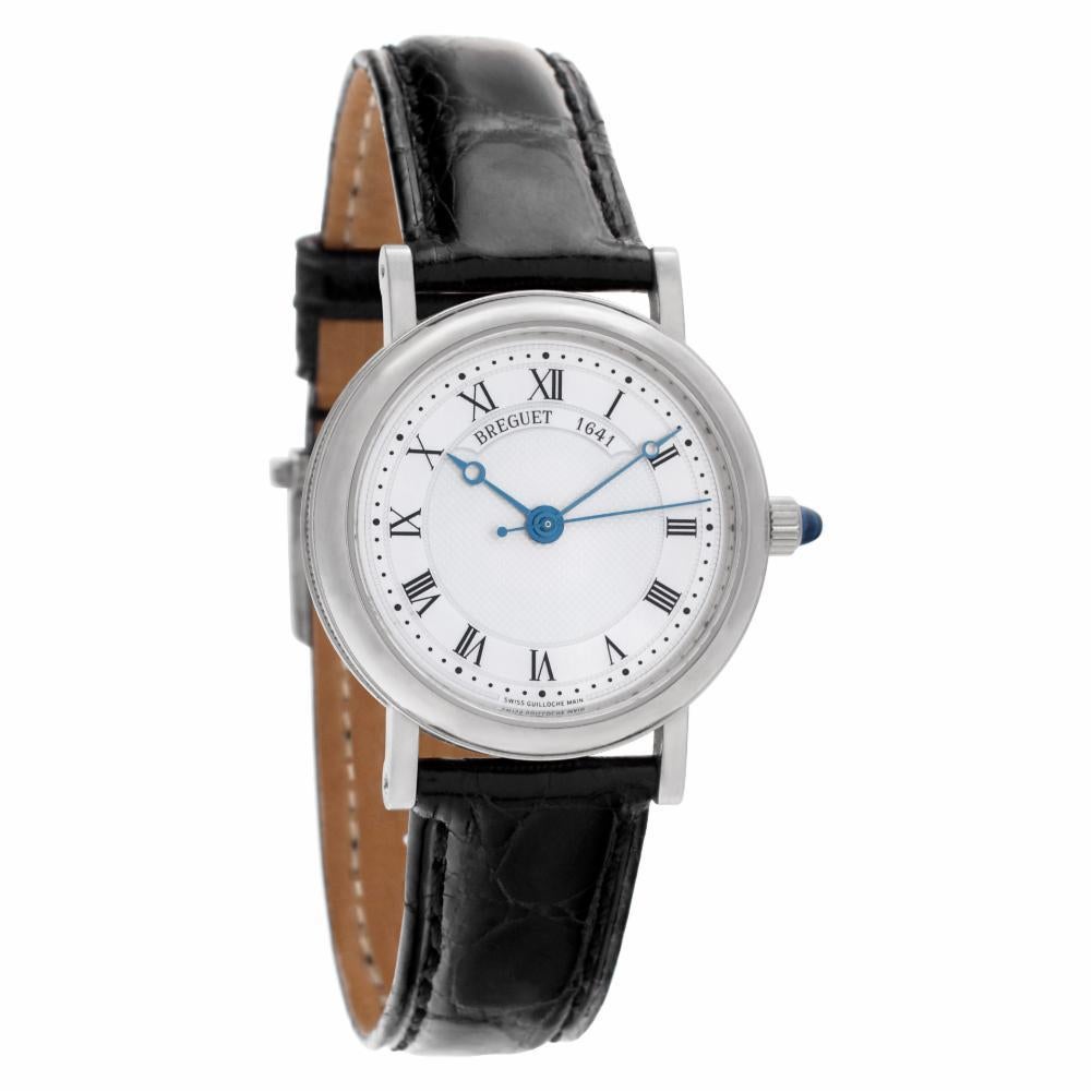 Modern Breguet Classique 8067 18 Karat White Gold Silver Dial Automatic Watch For Sale