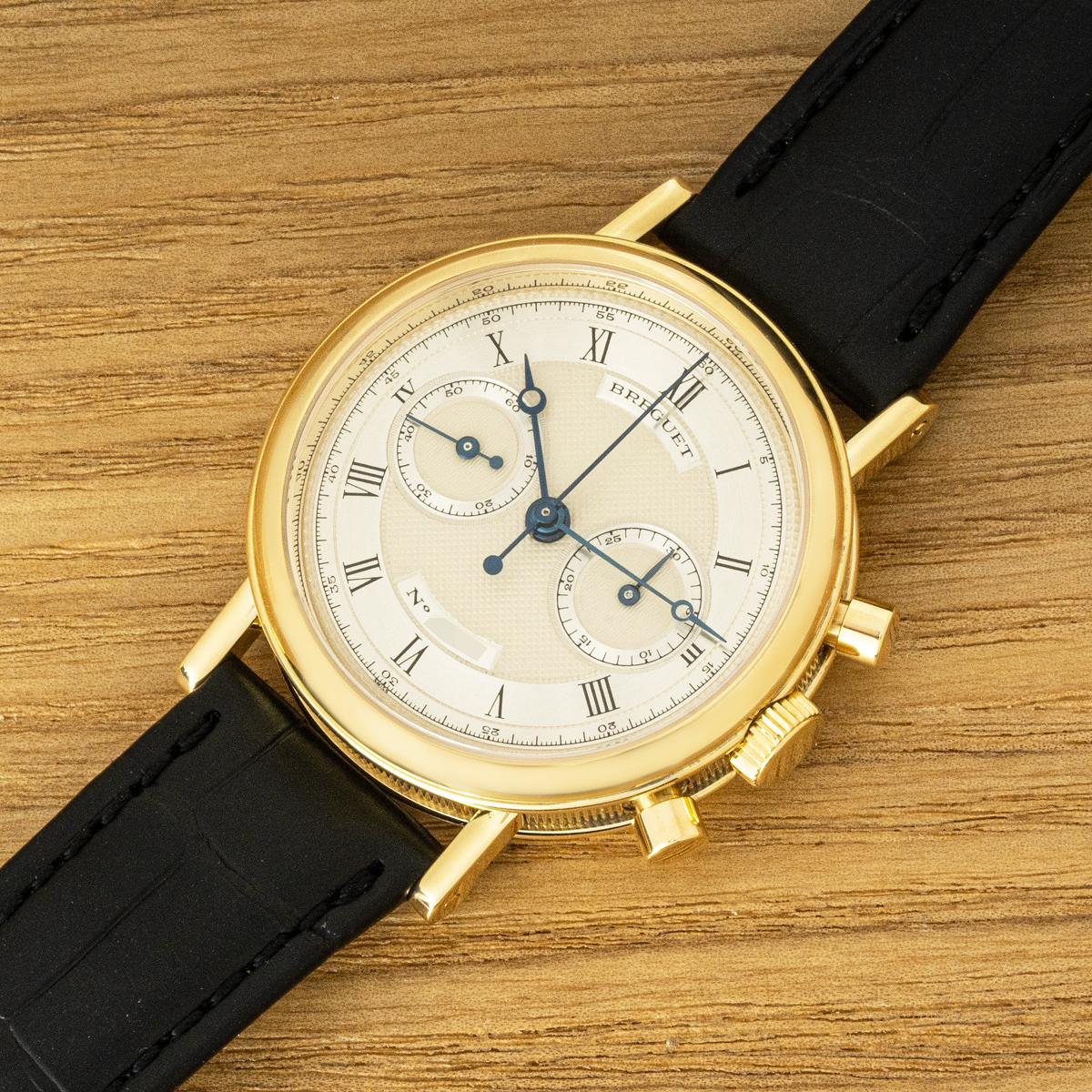 Breguet Classique Chronograph 18k Yellow Gold 3237BA For Sale 3