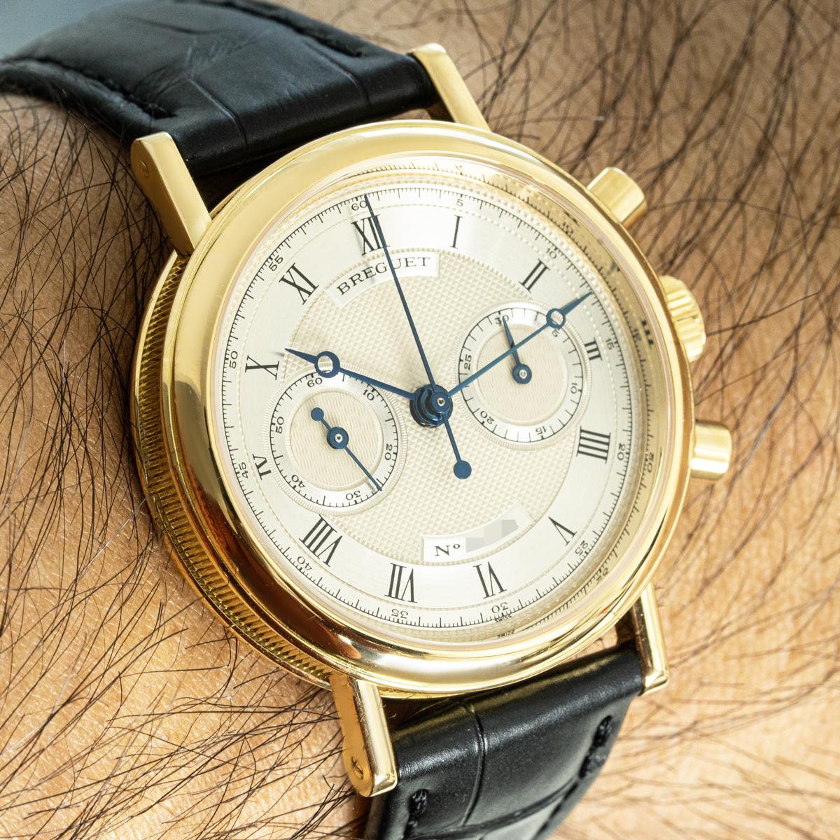 Breguet Classique Chronograph 18k Yellow Gold 3237BA For Sale 4