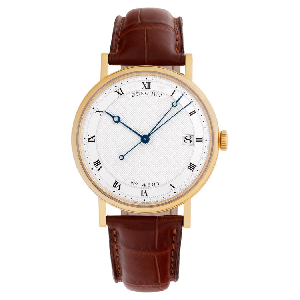 Breguet Classique in 18k Gold with Silver Guilloche Dial Watch For Sale