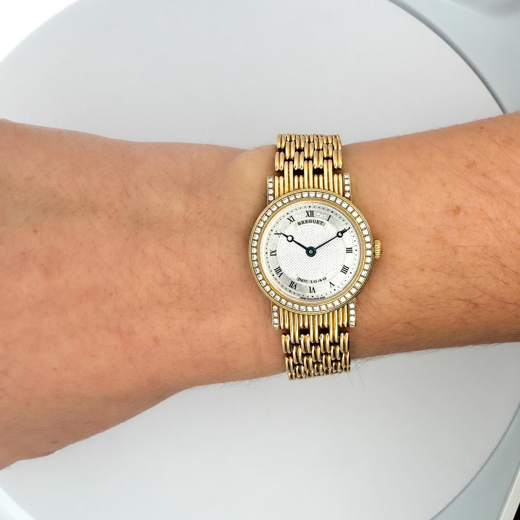 Round Cut Breguet Classique Ladies Diamond in 18K Gold 25mm Watch For Sale