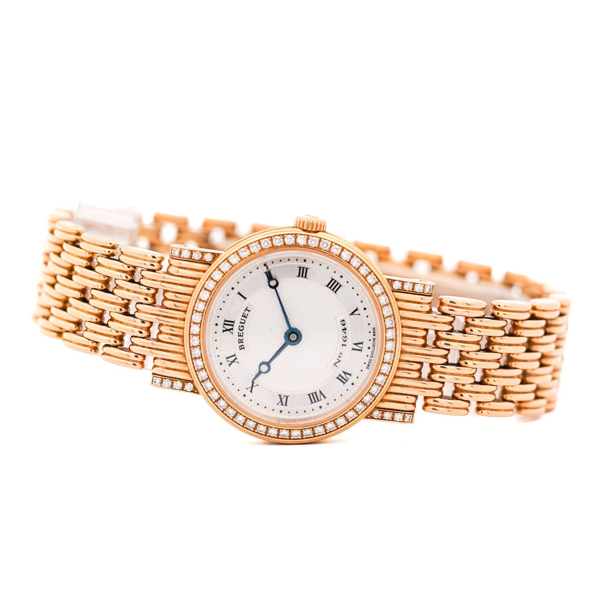 Breguet Classique Ladies Diamond in 18K Gold 25mm Watch In Excellent Condition For Sale In Miami, FL