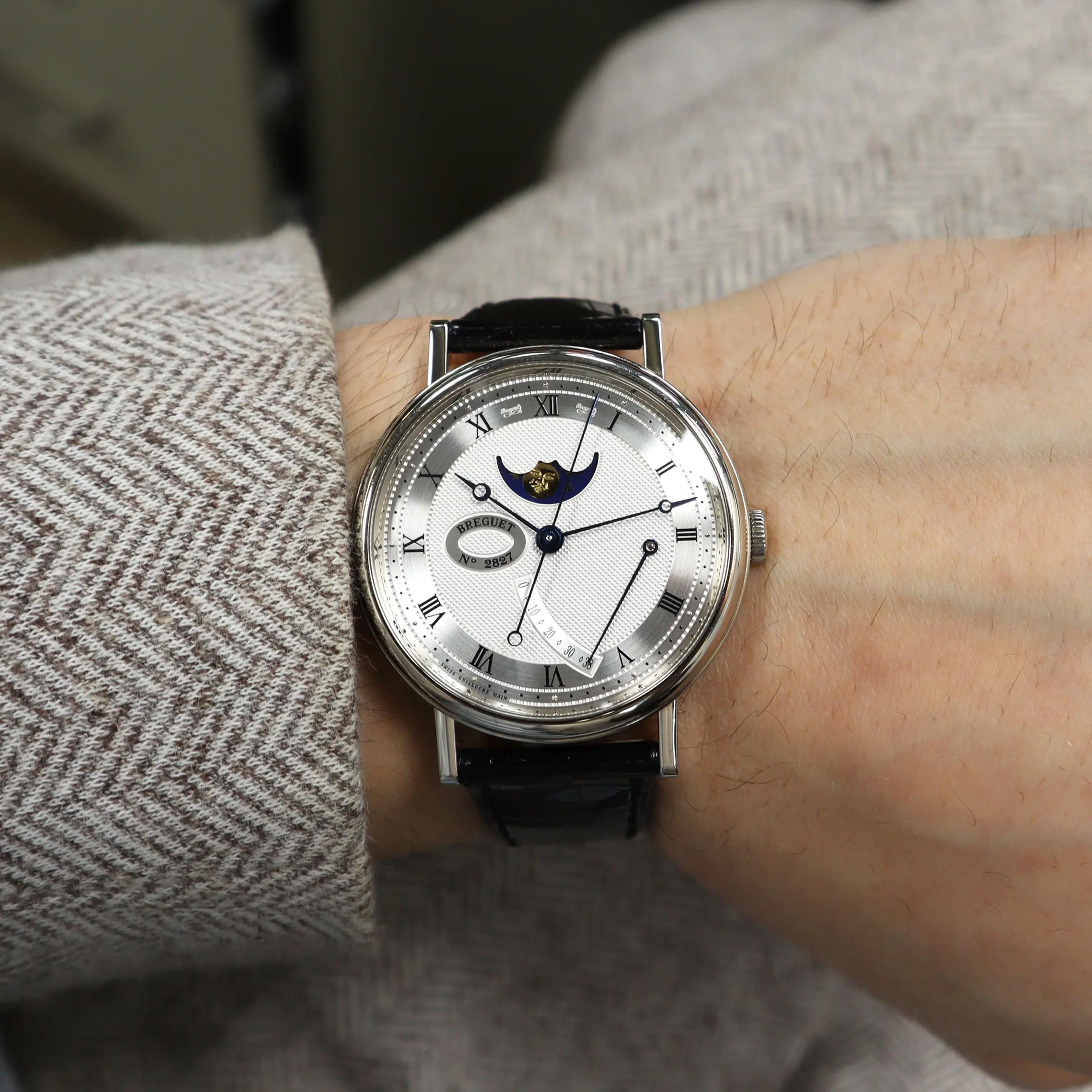Breguet Classique Moonphase 39mm 18K Weißgold Silber Zifferblatt Uhr 7787BB/12/9V6 4