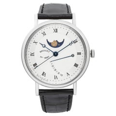 Breguet Classique Montre Moonphase 39mm en or blanc 18 carats avec cadran argenté 7787BB/12/9V6