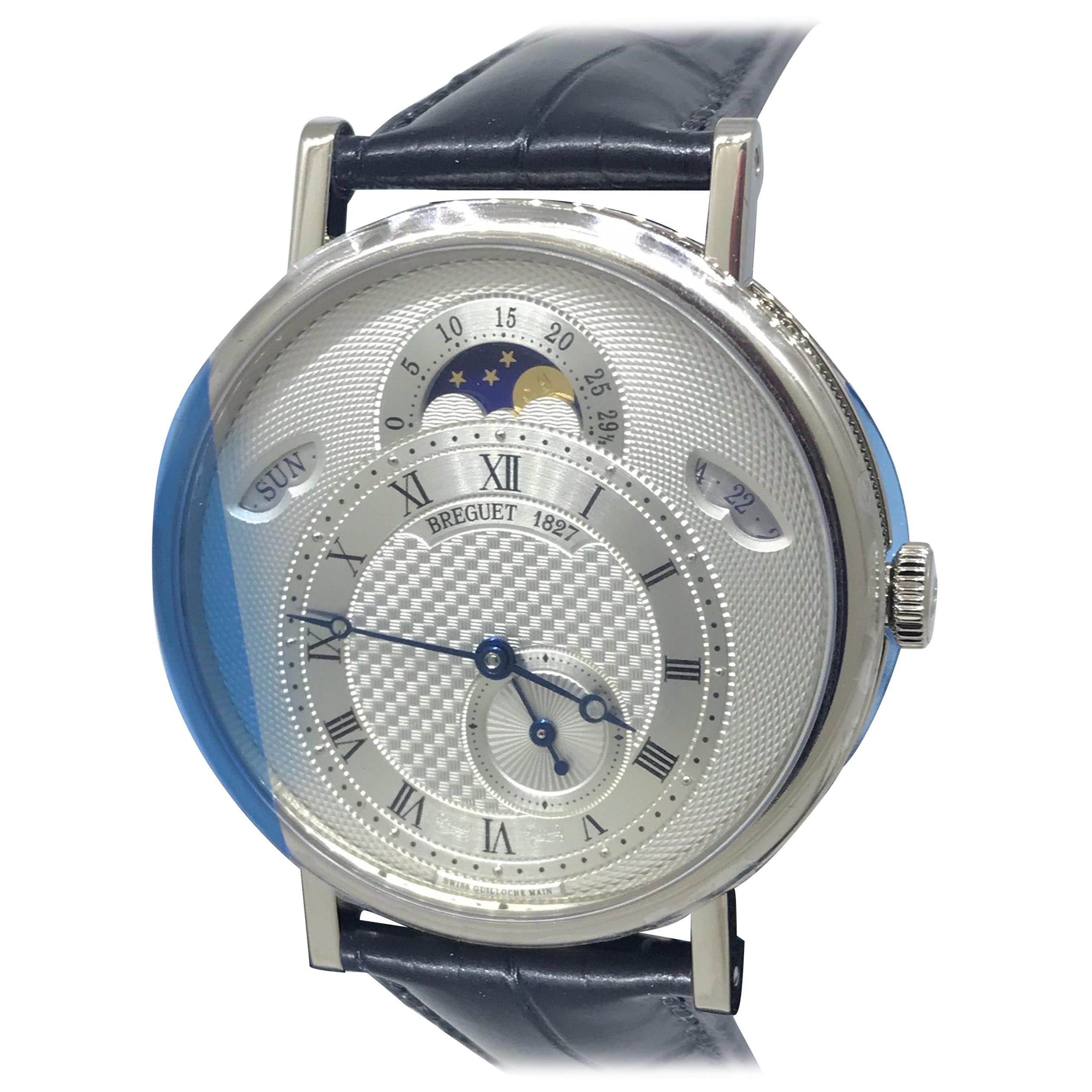Breguet Classique White Gold Day Date Moonphase Men's Watch 7337bb/1e/9v6 For Sale