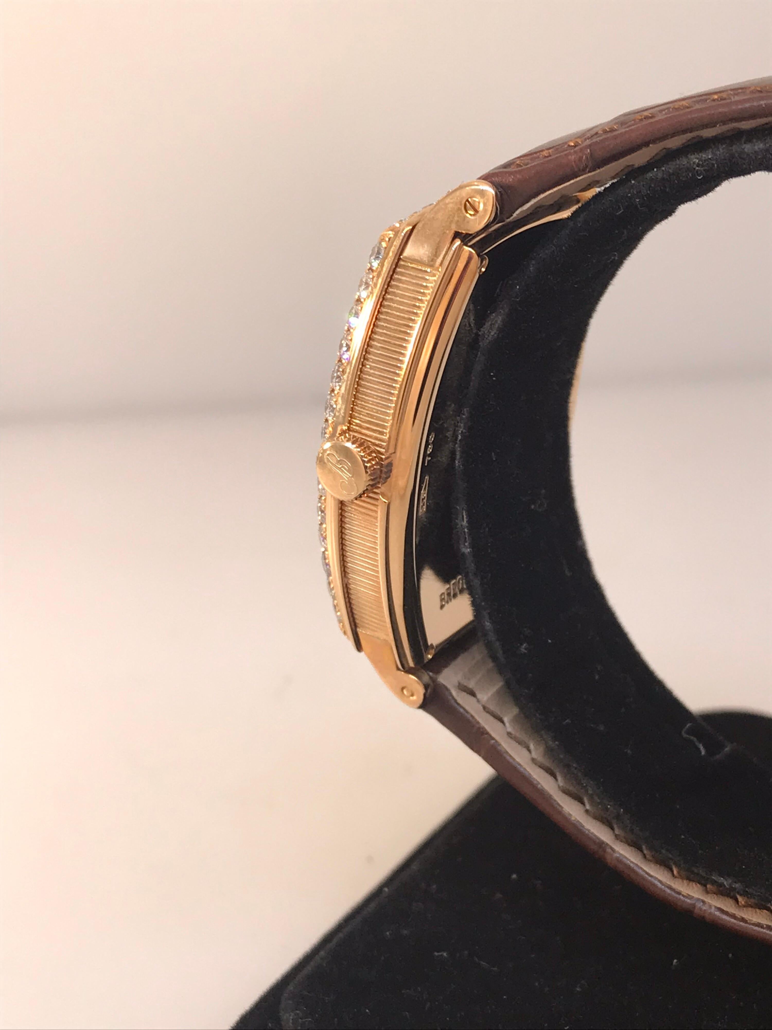 Breguet Heritage Rose Gold Diamond Bezel Silver Dial Men's Watch 3661BR12984DD00 For Sale 3