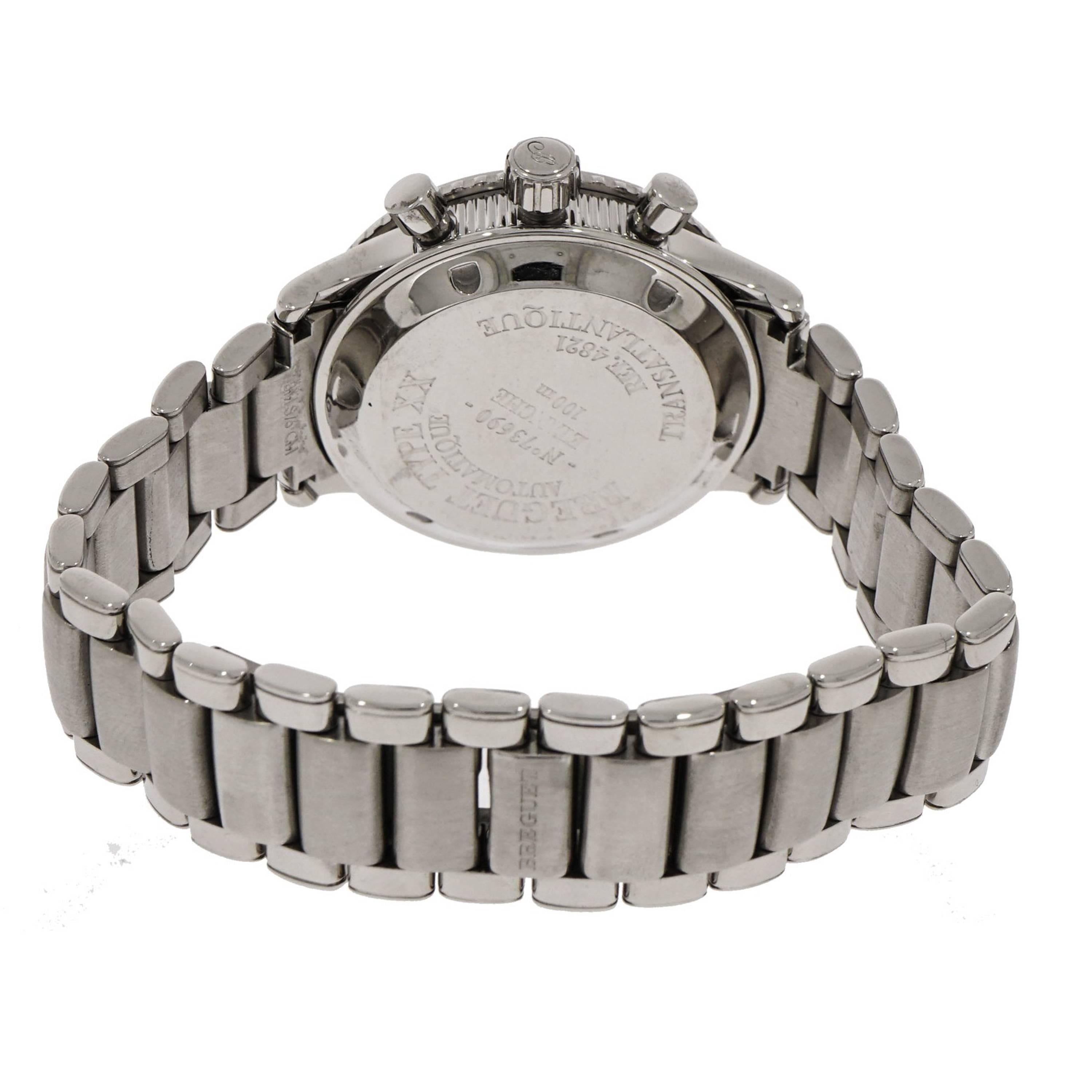 Modern Breguet Ladies Stainless Steel Diamond Mother-of-Pearl Type XX Wristwatch
