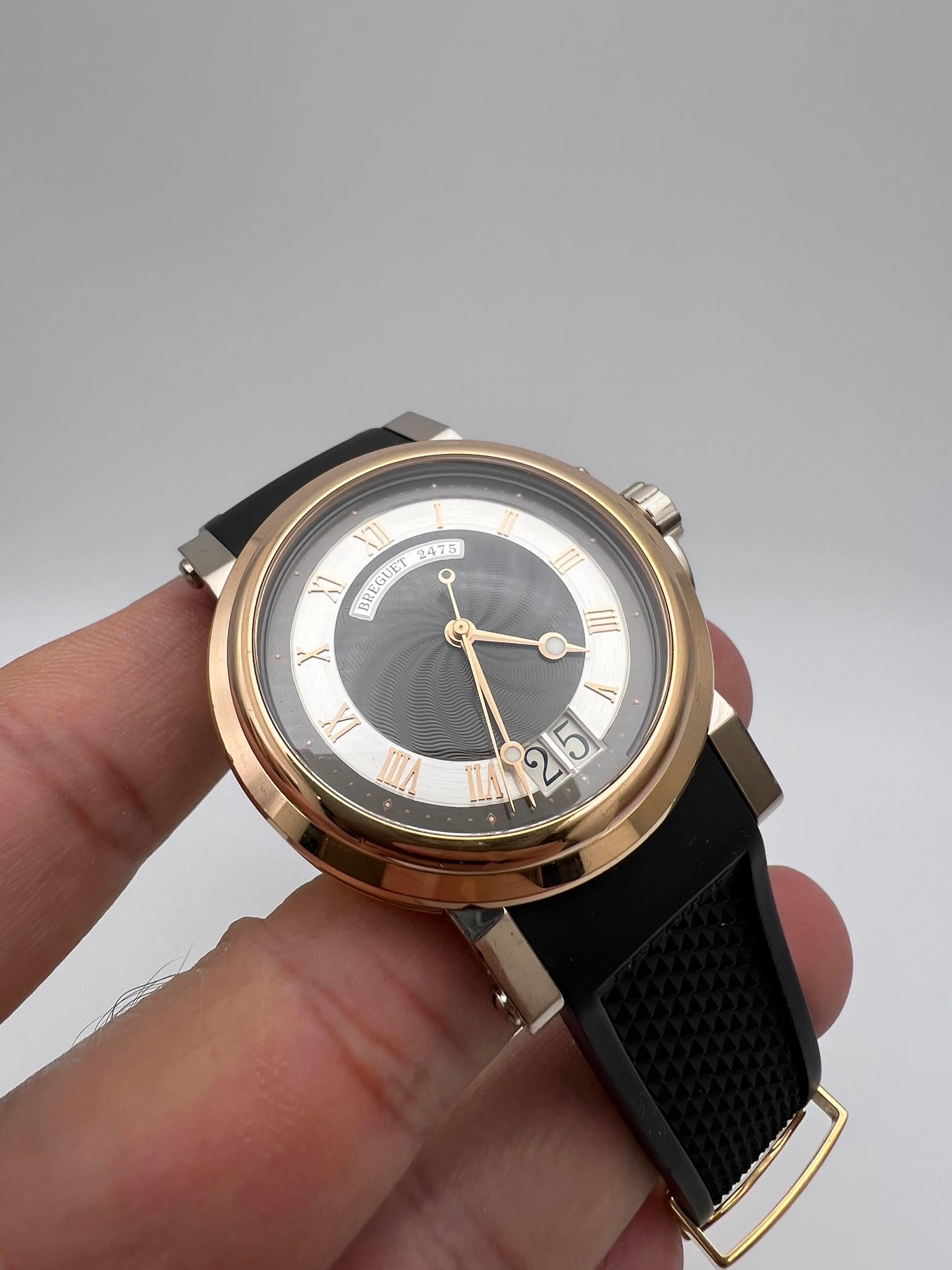 Men's Breguet Marine 39mm Big Date 5817BE/Z2/5V8 Automatic 18K Two Tone Rose White For Sale
