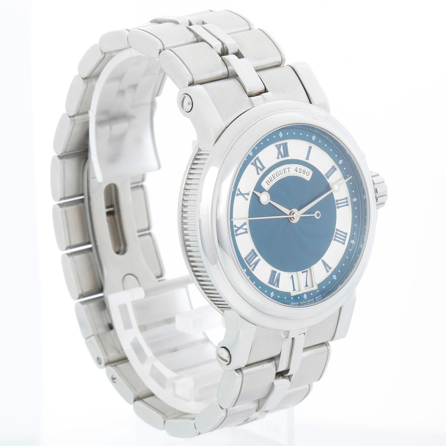 Breguet Marine Automatic Big Date Men's Stainless Steel Watch 5817 ST In Excellent Condition For Sale In Dallas, TX