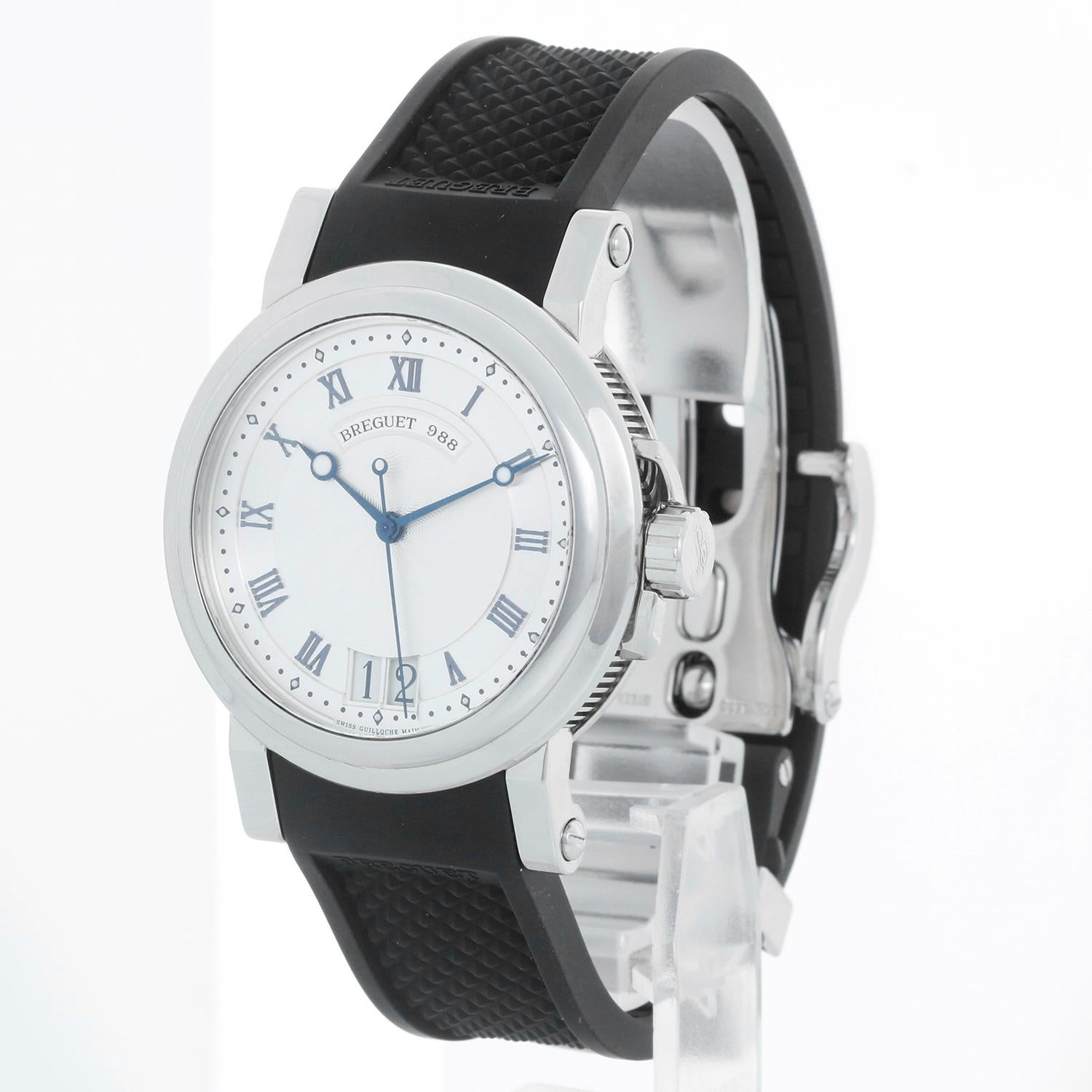 Breguet Marine Automatic Big Date Men's Stainless Steel Watch 5817ST125V8 In Excellent Condition In Dallas, TX