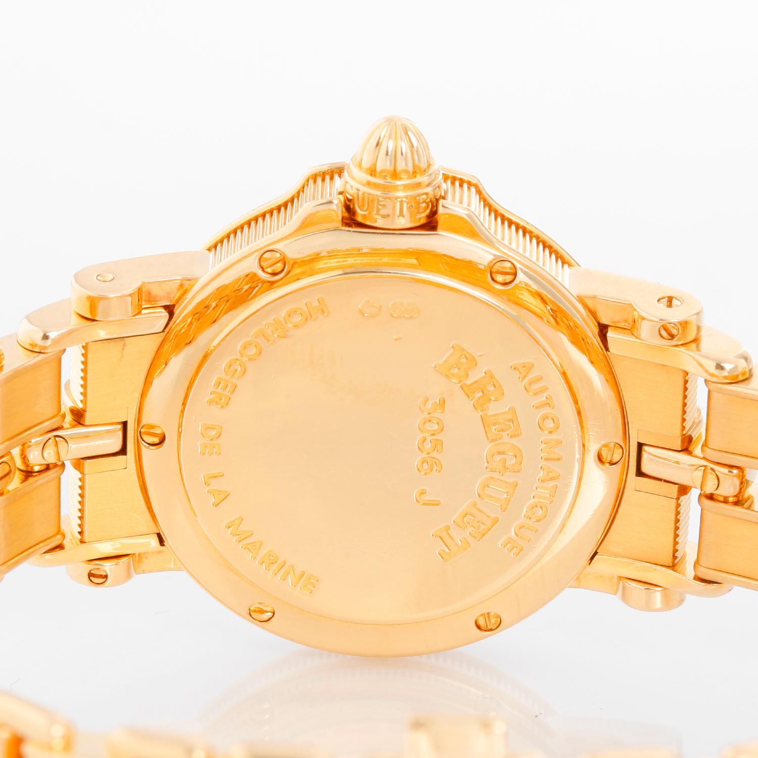 Breguet Marine Automatic Ladies 18k Yellow Gold Watch 8401BA/52/A40.DD00 In Excellent Condition In Dallas, TX