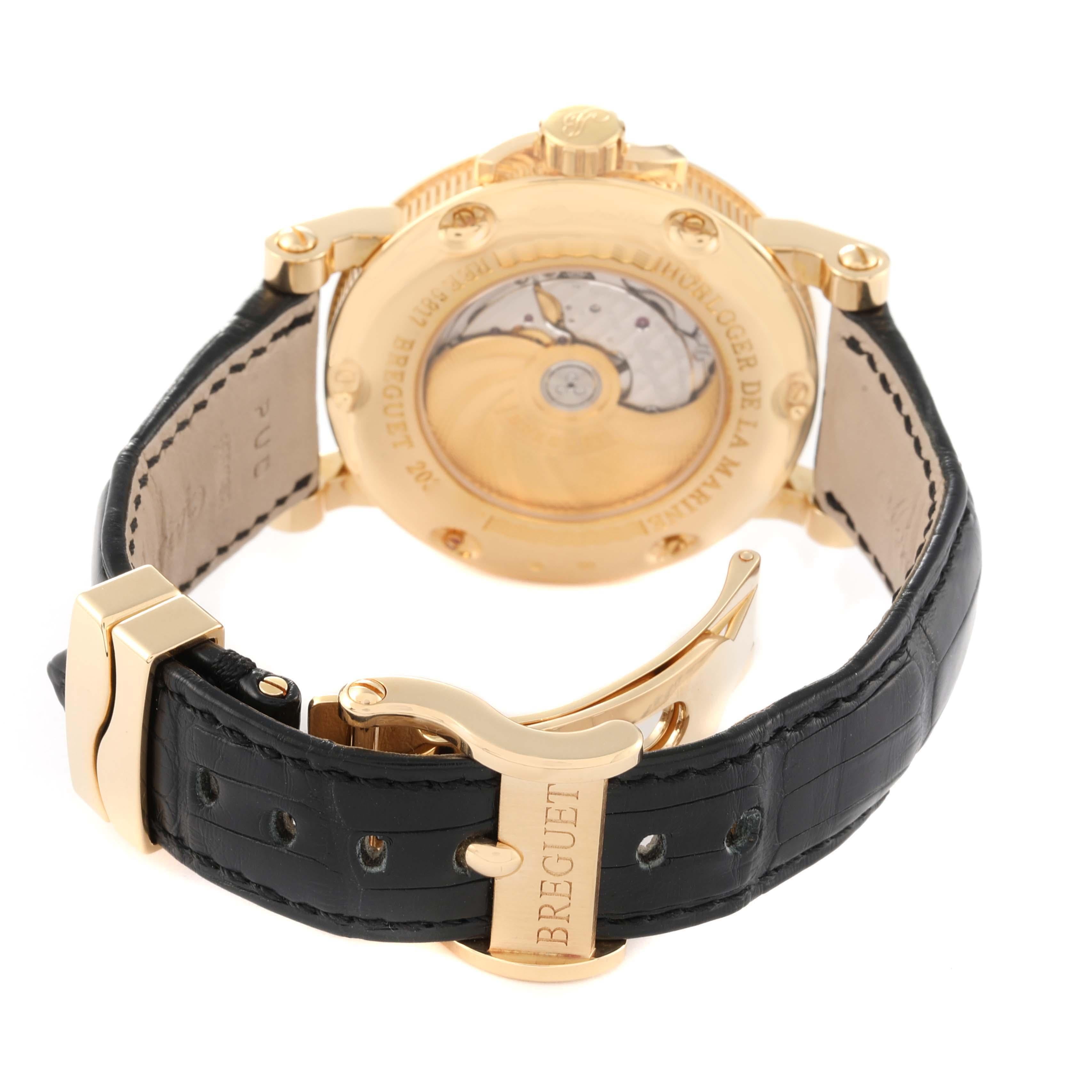 Men's Breguet Marine Big Date Automatic Yellow Gold Mens Watch 5817BA Papers