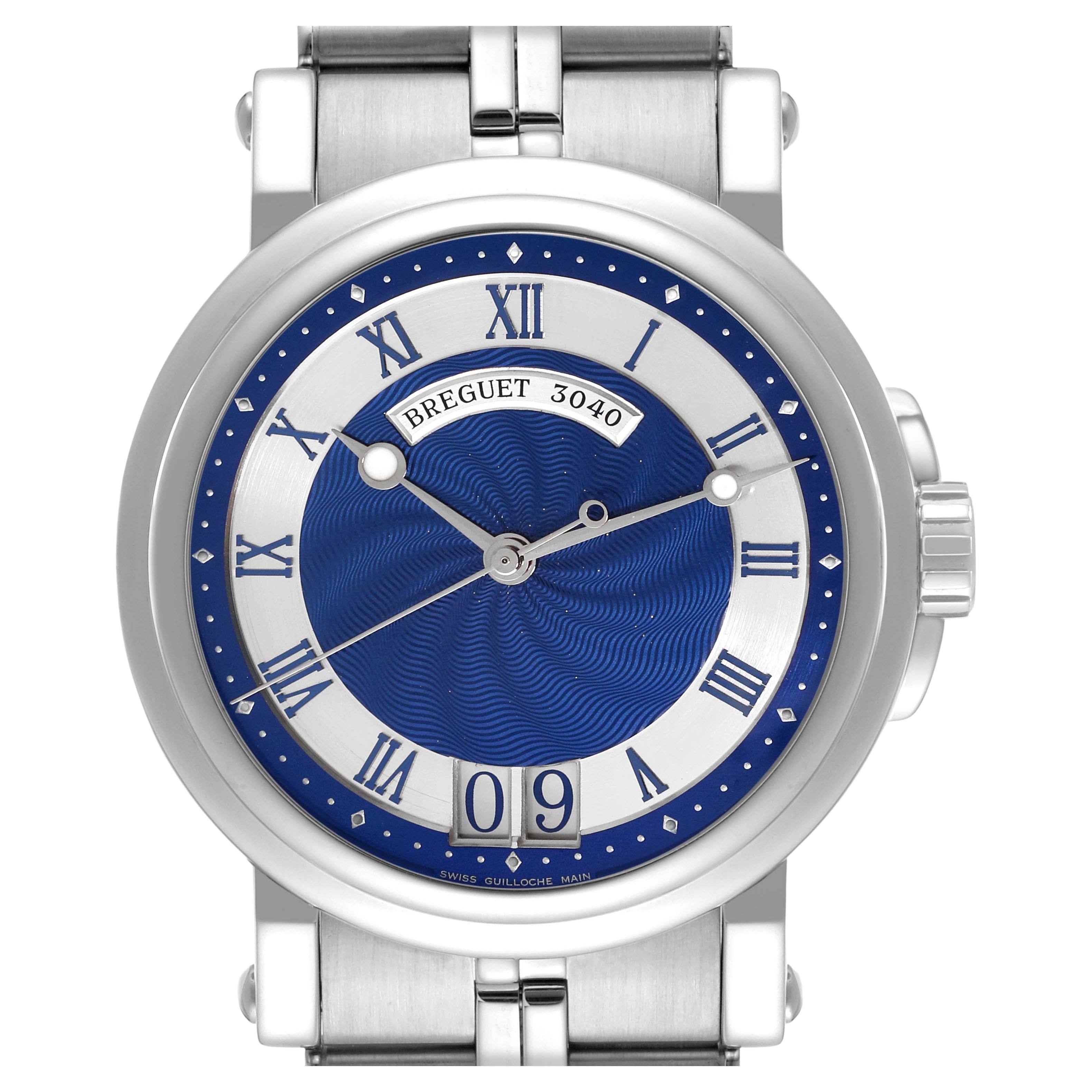 Breguet Marine Big Date Blue Dial Automatic Steel Mens Watch 5817ST For Sale