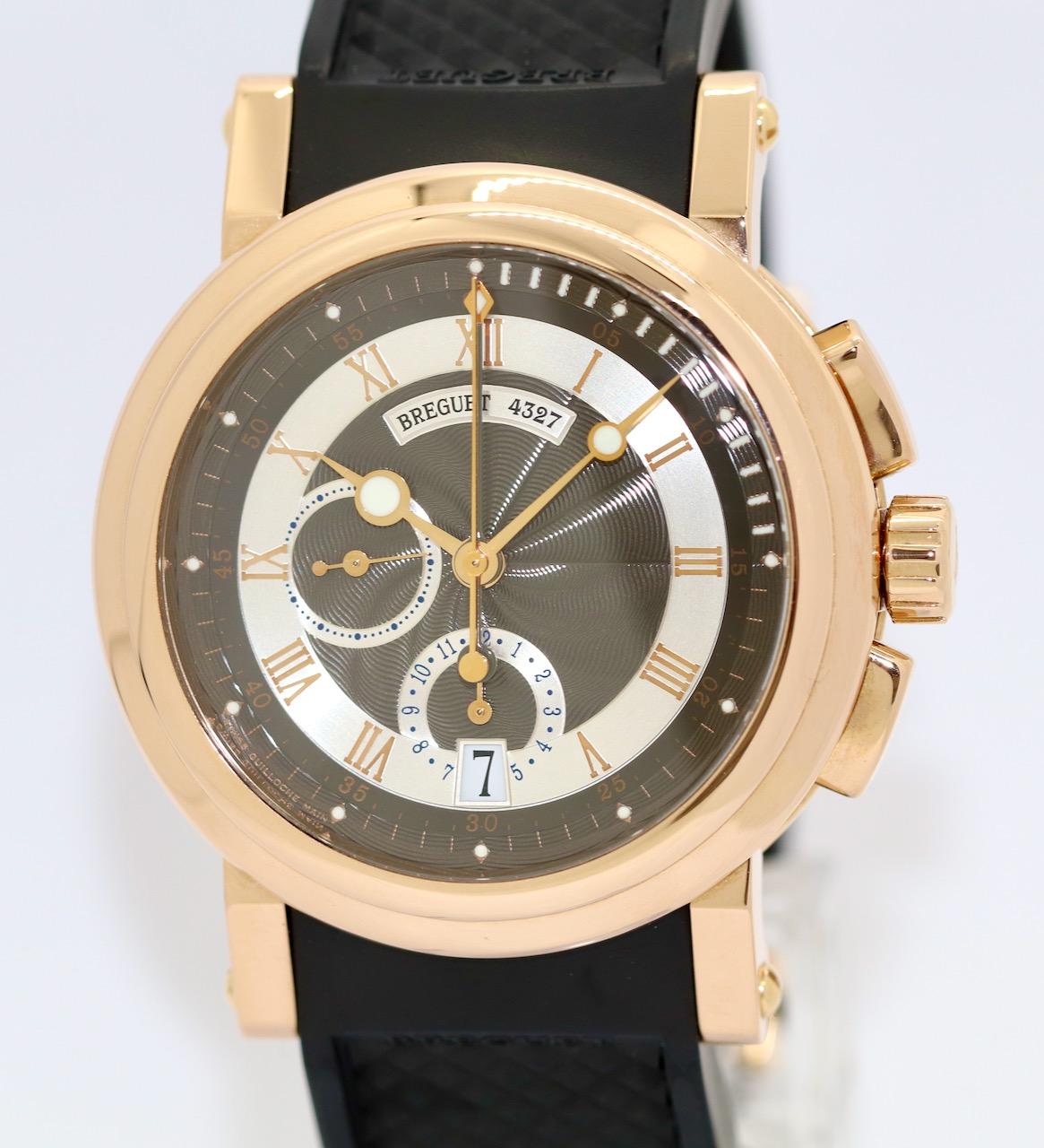 Breguet Marine Chronograph 18K Rosegold Ref. 5827BR/Z2/5ZU

Gehäuse und Faltschließe aus 18 Karat Roségold. 48 Stunden Gangreserve. 

Box und Papiere, perfekter Zustand. Aus einer Privatsammlung (Erstbesitzer). 