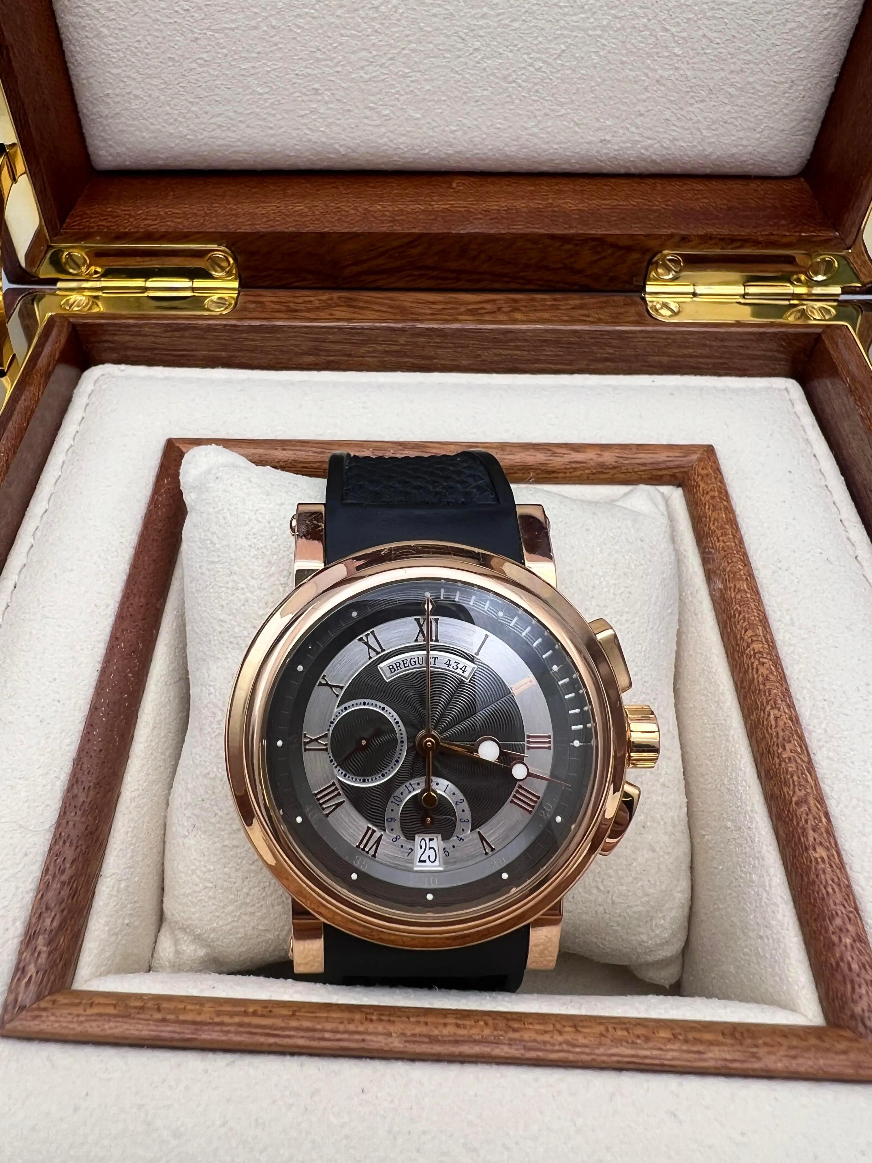 Men's Breguet Marine Chronograph 42mm 18K Rose Gold Box Set 5827BR/Z2/5ZU For Sale