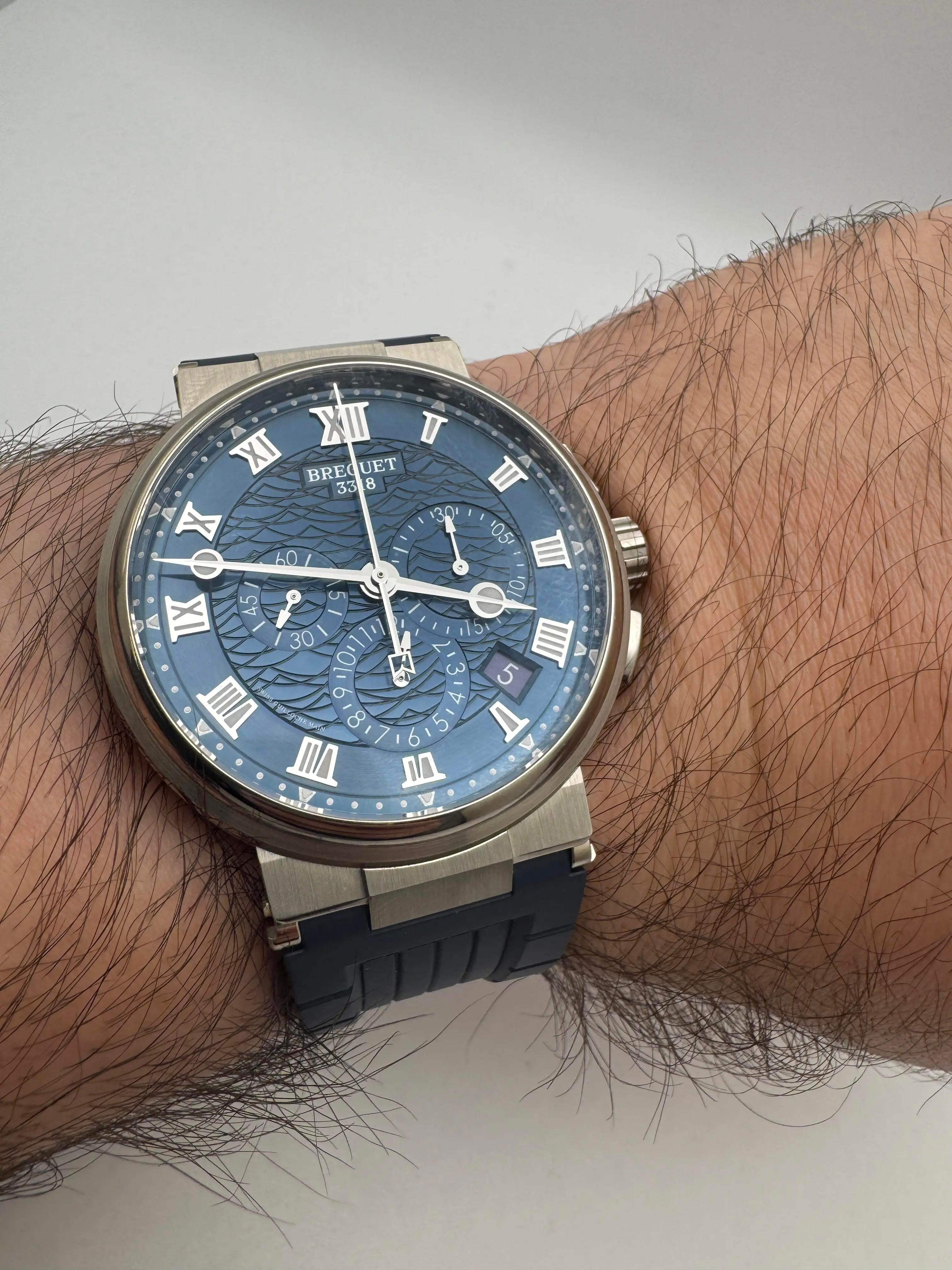 Breguet Marine Chronograph 5527BB/Y2/5WV 18K Weißgold Blaues Zifferblatt Box Papiere '22 im Angebot 11