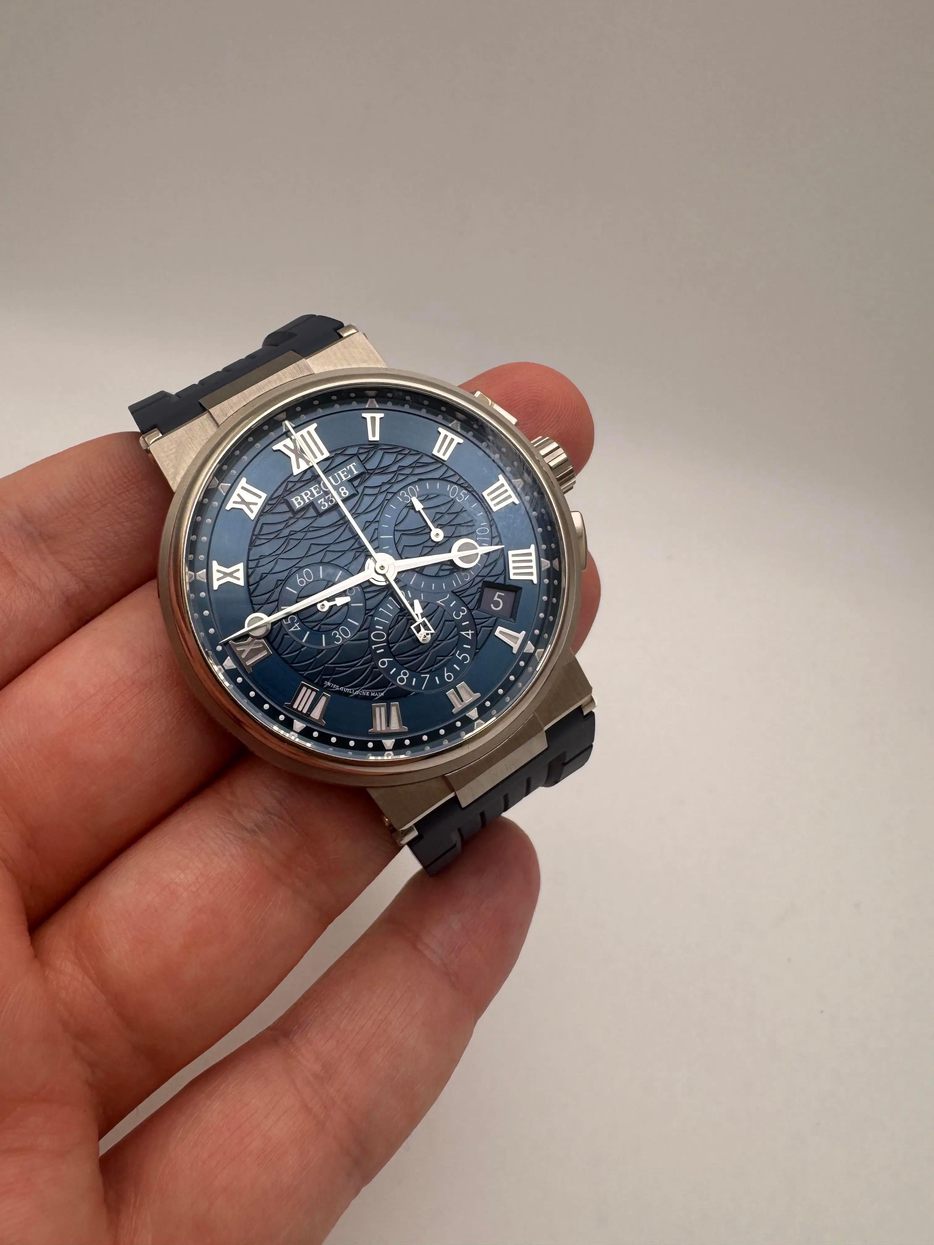 Breguet Marine Chronograph 5527BB/Y2/5WV 18K Weißgold Blaues Zifferblatt Box Papiere '22 im Angebot 14
