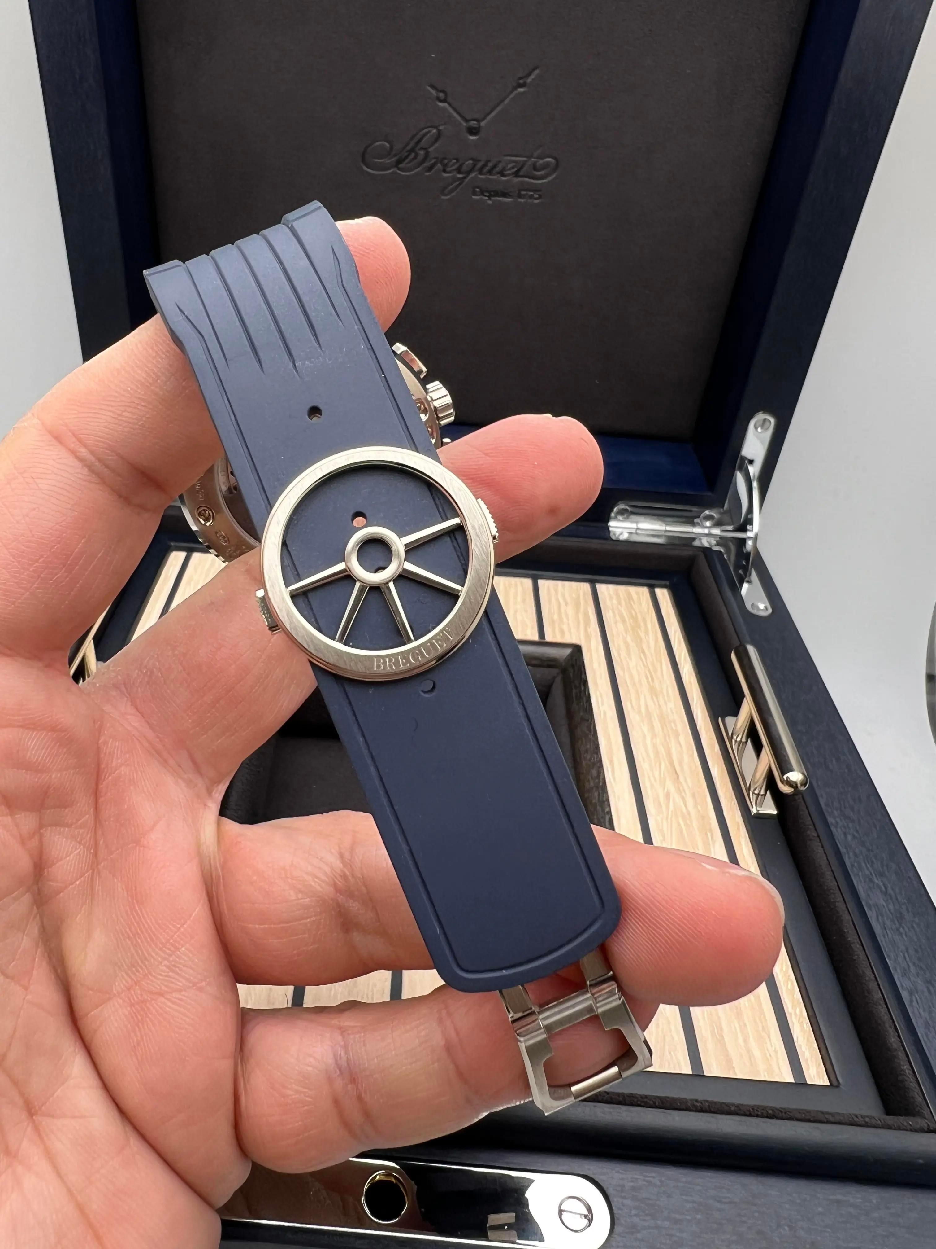 Breguet Marine Chronograph 5527BB/Y2/5WV 18K Weißgold Blaues Zifferblatt Box Papiere '22 im Angebot 16