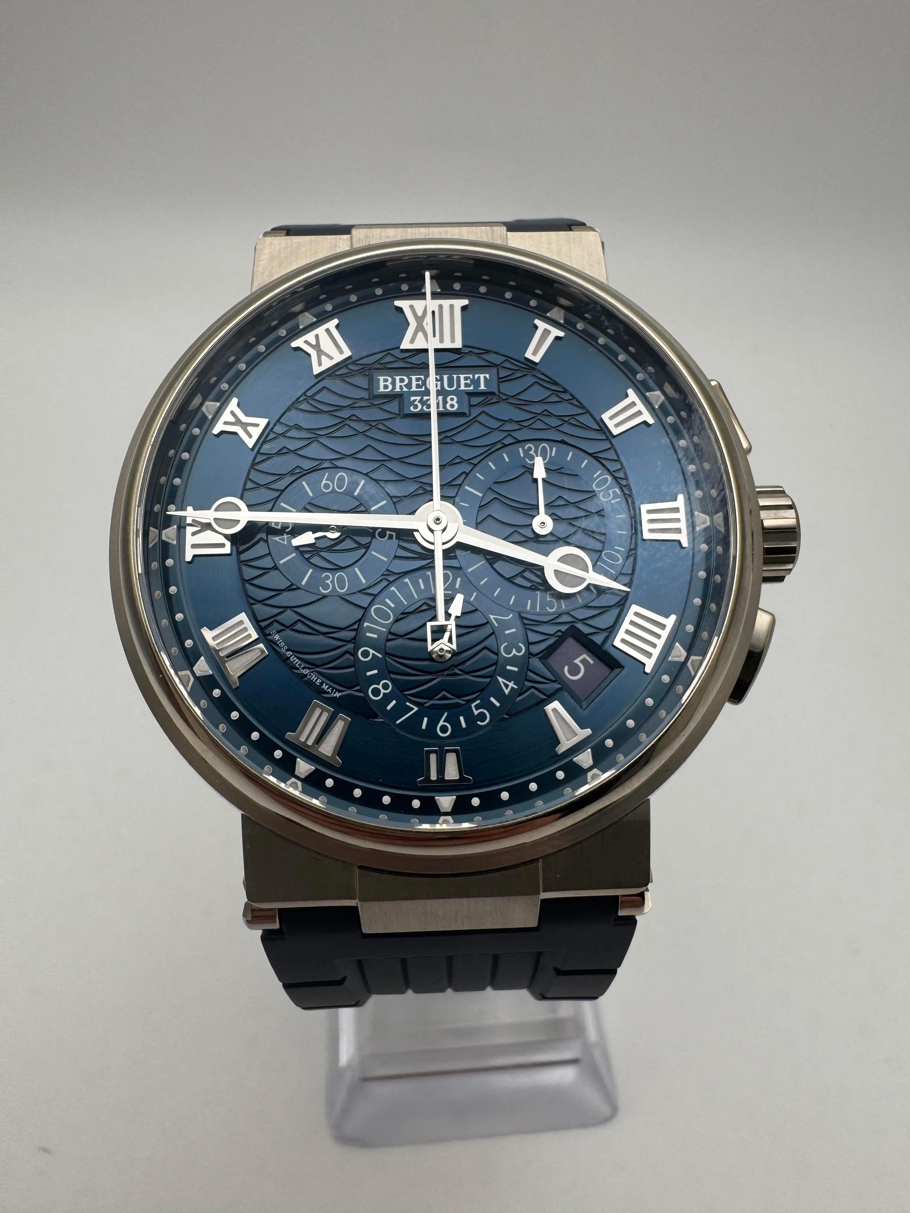 Breguet Marine Chronograph 5527BB/Y2/5WV 18K Weißgold Blaues Zifferblatt Box Papiere '22 Herren im Angebot