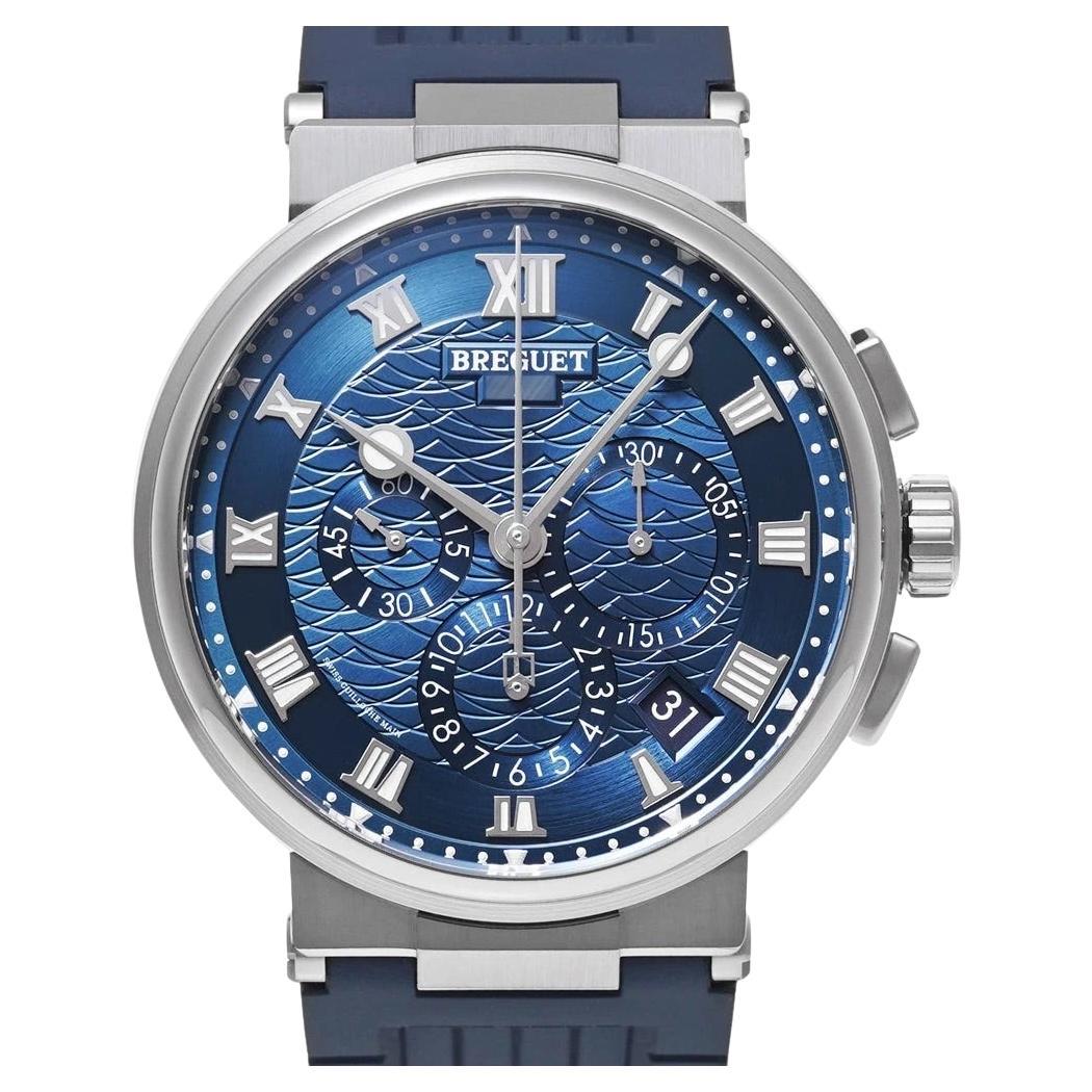 Breguet Marine Chronograph 5527BB/Y2/5WV 18K White Gold Blue Dial Box Papers '22