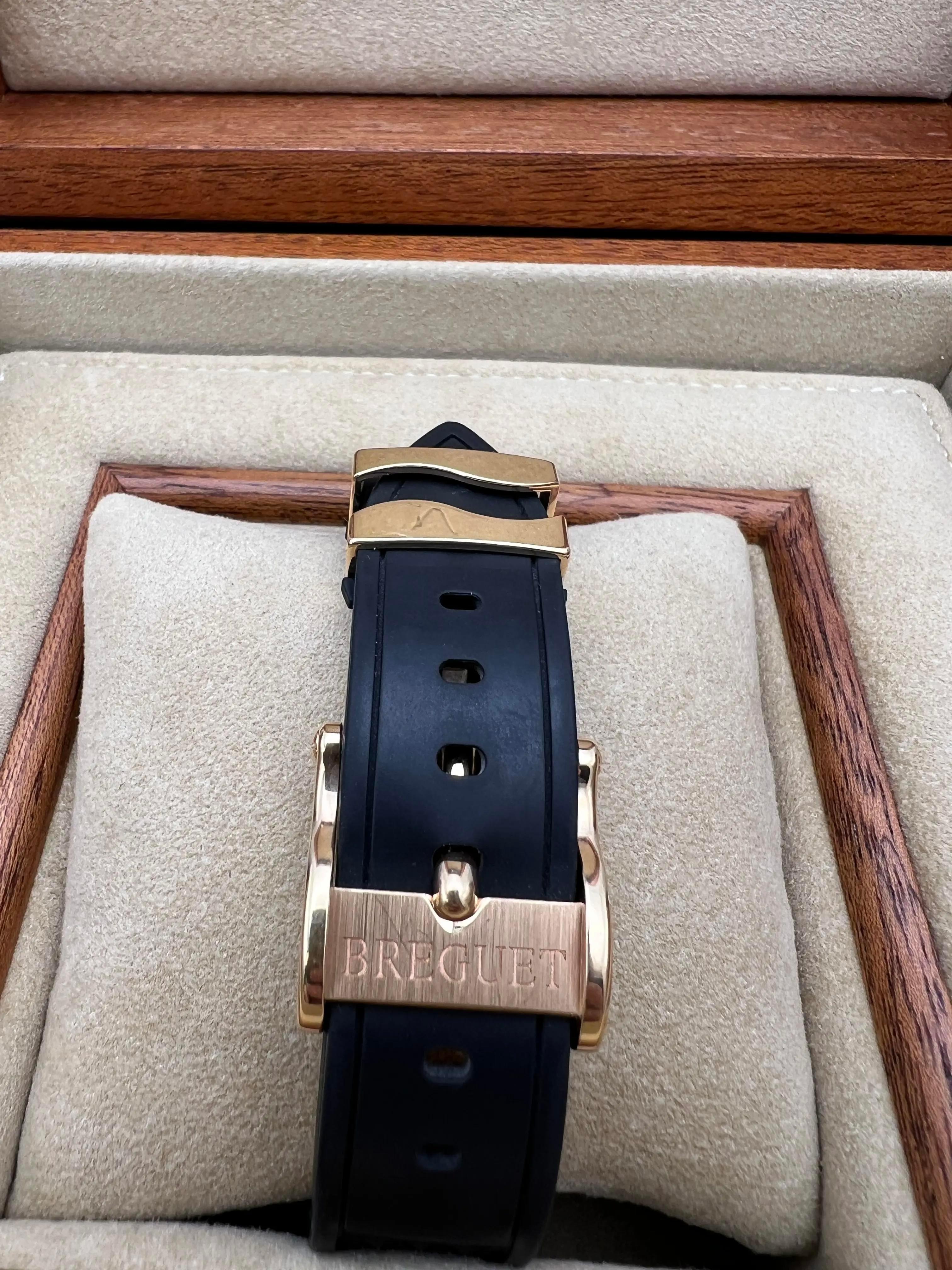 Breguet Marine Chronograph 5827BR/Z2/5ZU 18K Rose Rubber Strap Gray Dial B&P For Sale 8