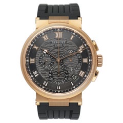 Breguet Marine Chronographe 5527 Slate Dial 18K Rose Gold Mens Watch Box Papers