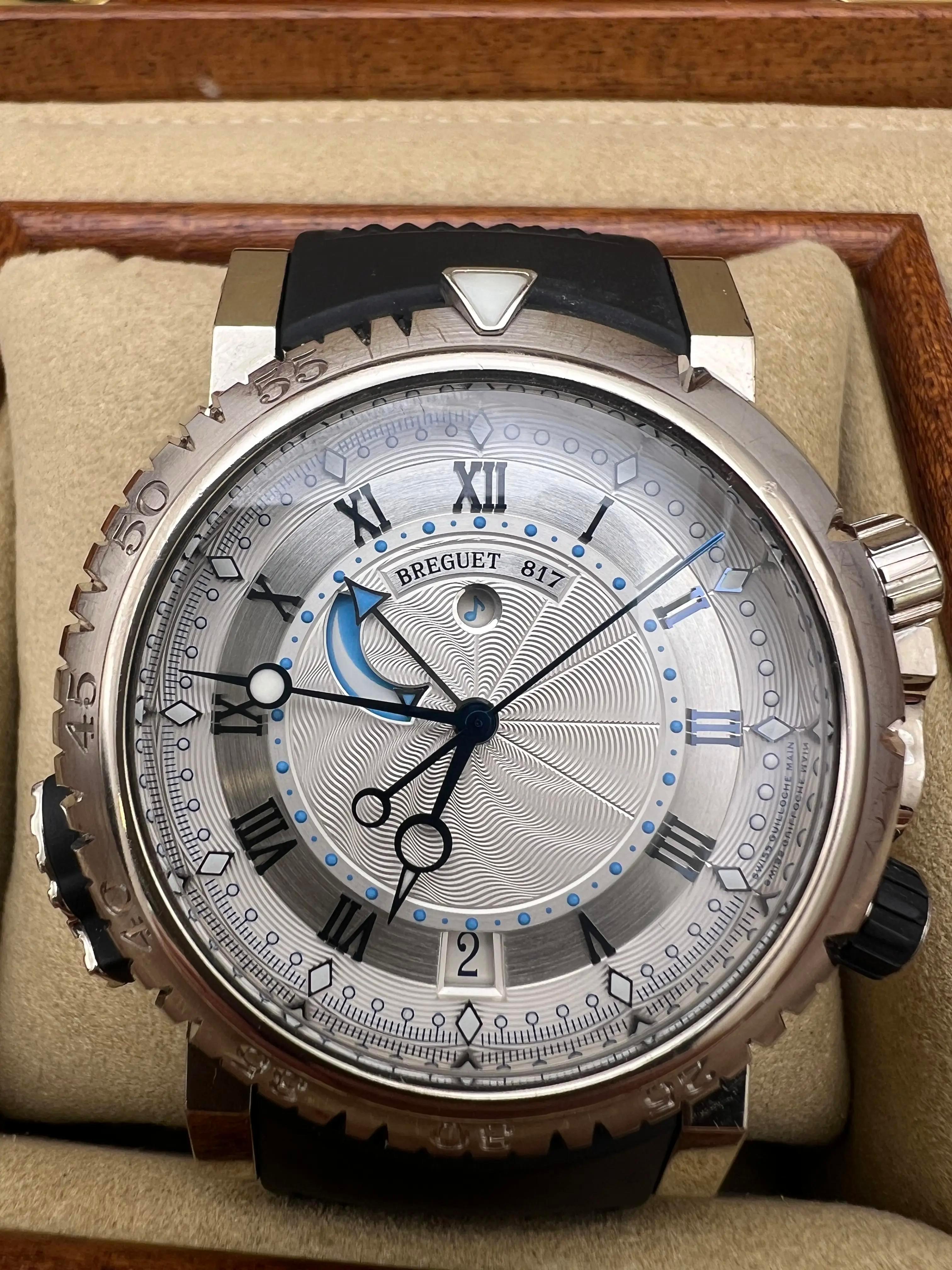 De los hombres Breguet Marine Royale Alarma 45mm 5847BB/12/5ZV Oro Blanco 18K Caja Papeles en venta