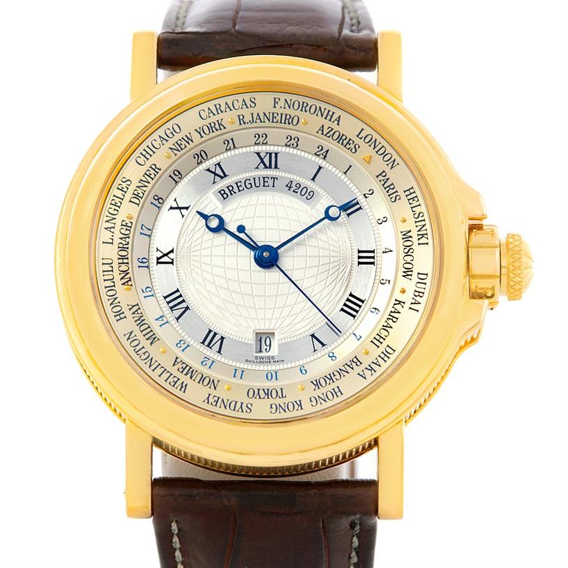 Breguet Marine World Time Hora Mundi 18 Karat Yellow Gold Watch 3700 In Excellent Condition In Atlanta, GA