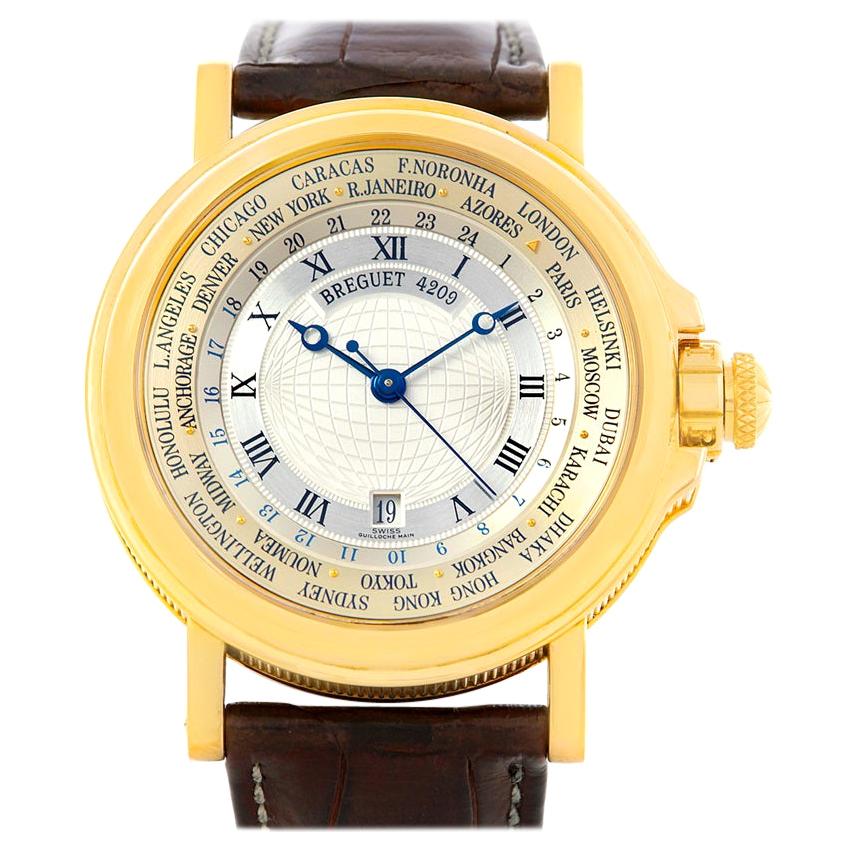 Breguet Marine World Time Hora Mundi 18 Karat Yellow Gold Watch 3700