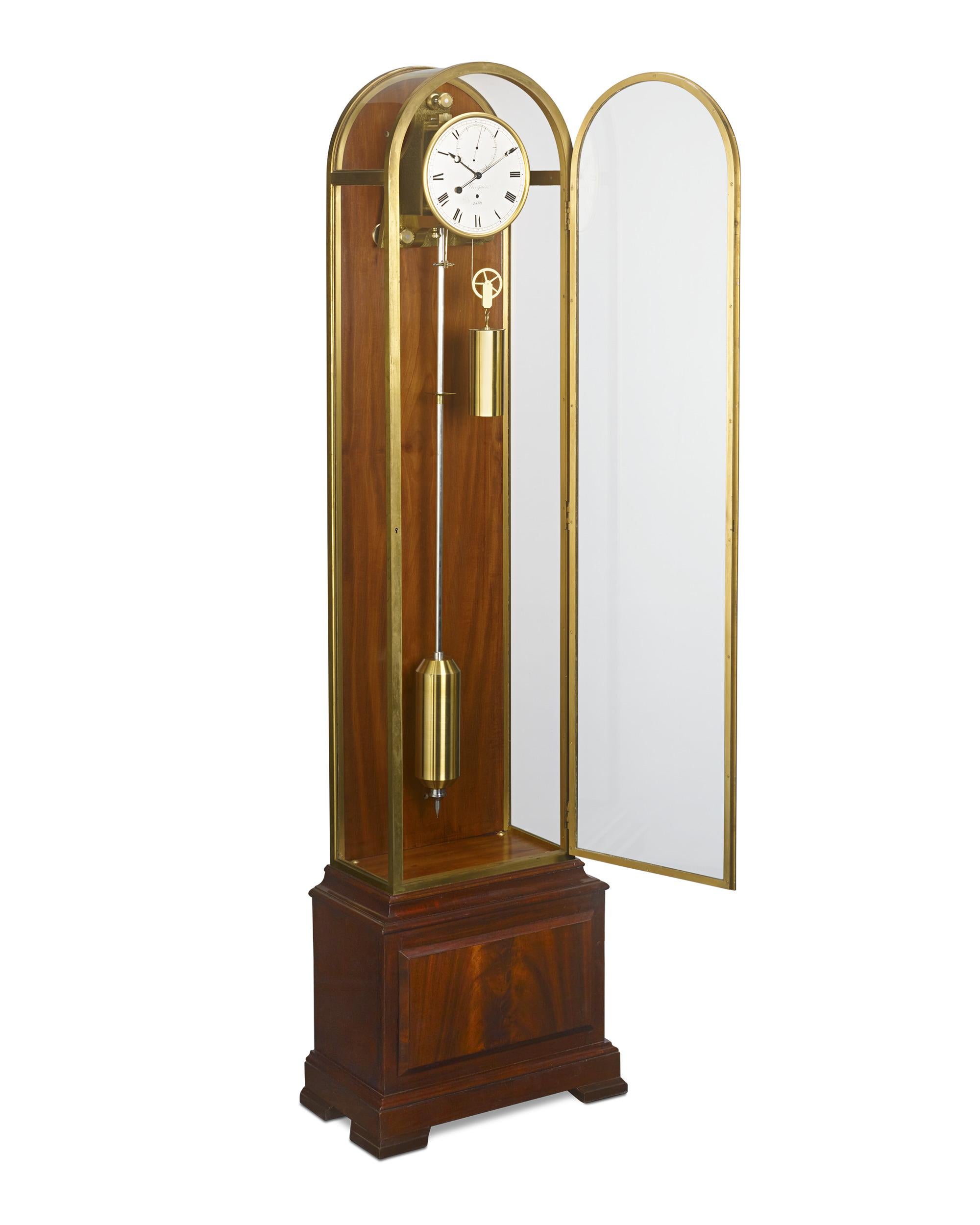 Art Deco Breguet Month-Going Long Case Regulator Clock For Sale