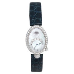Breguet MOP 18k  Gold Diamonds Leather Reine de Naples Women's Wristwatch 22MM
