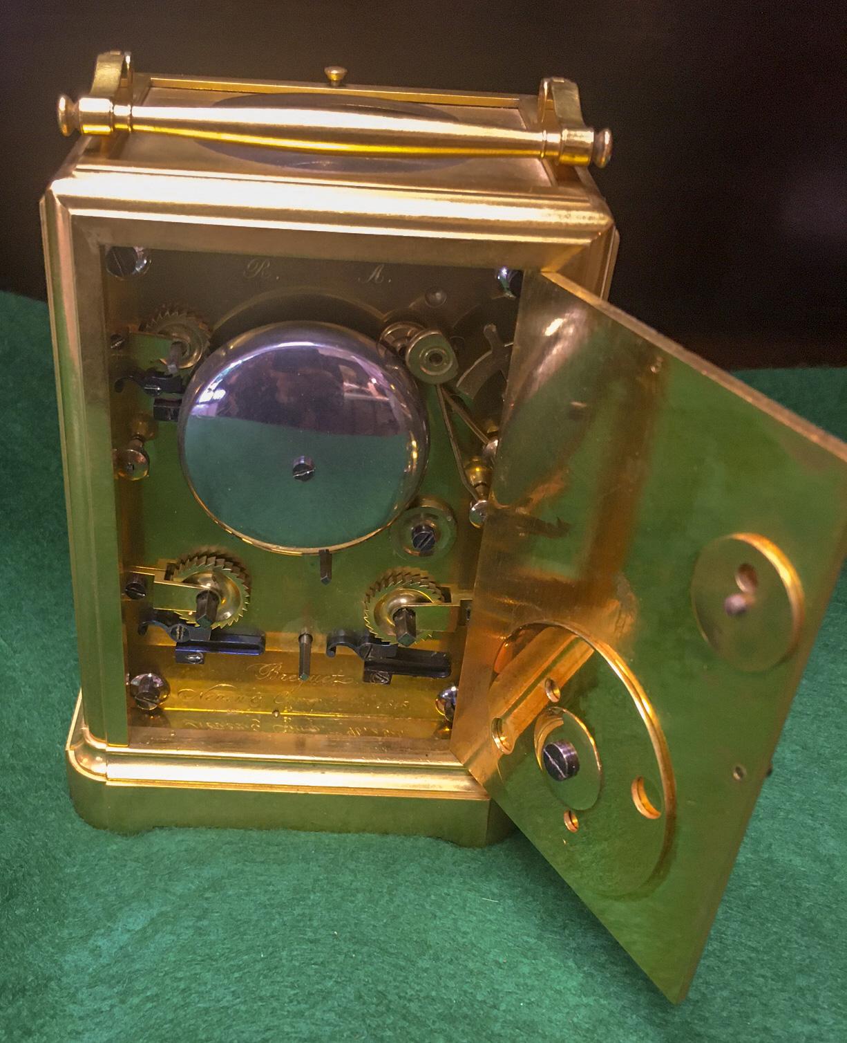 Metal  Breguet Neveu Compagnie à Paris. Grande Sonnerie Striking Carriage Clock  For Sale