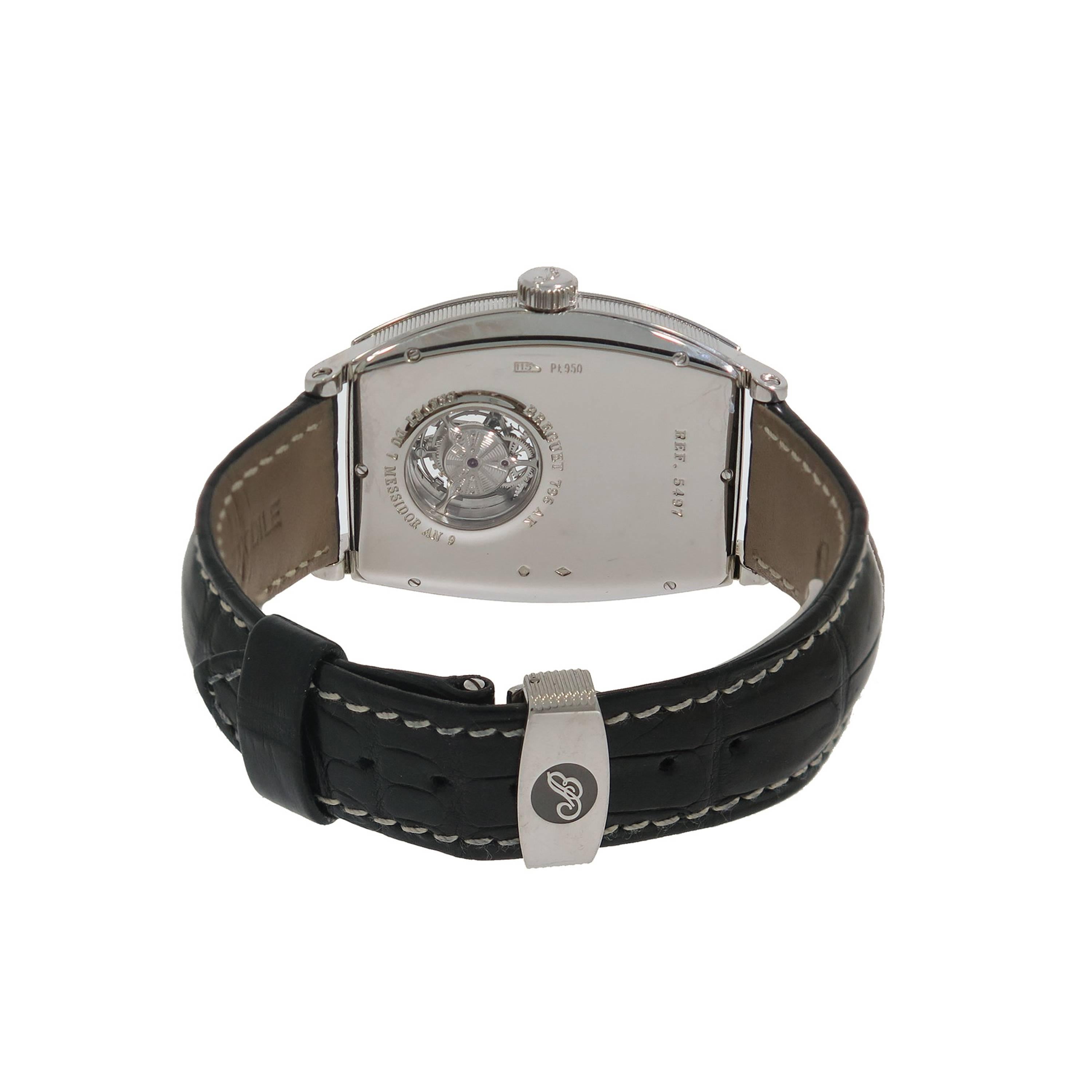 Modern Breguet Platinum Heritage Tourbillon Manual Wristwatch Ref 5497PT129V6 