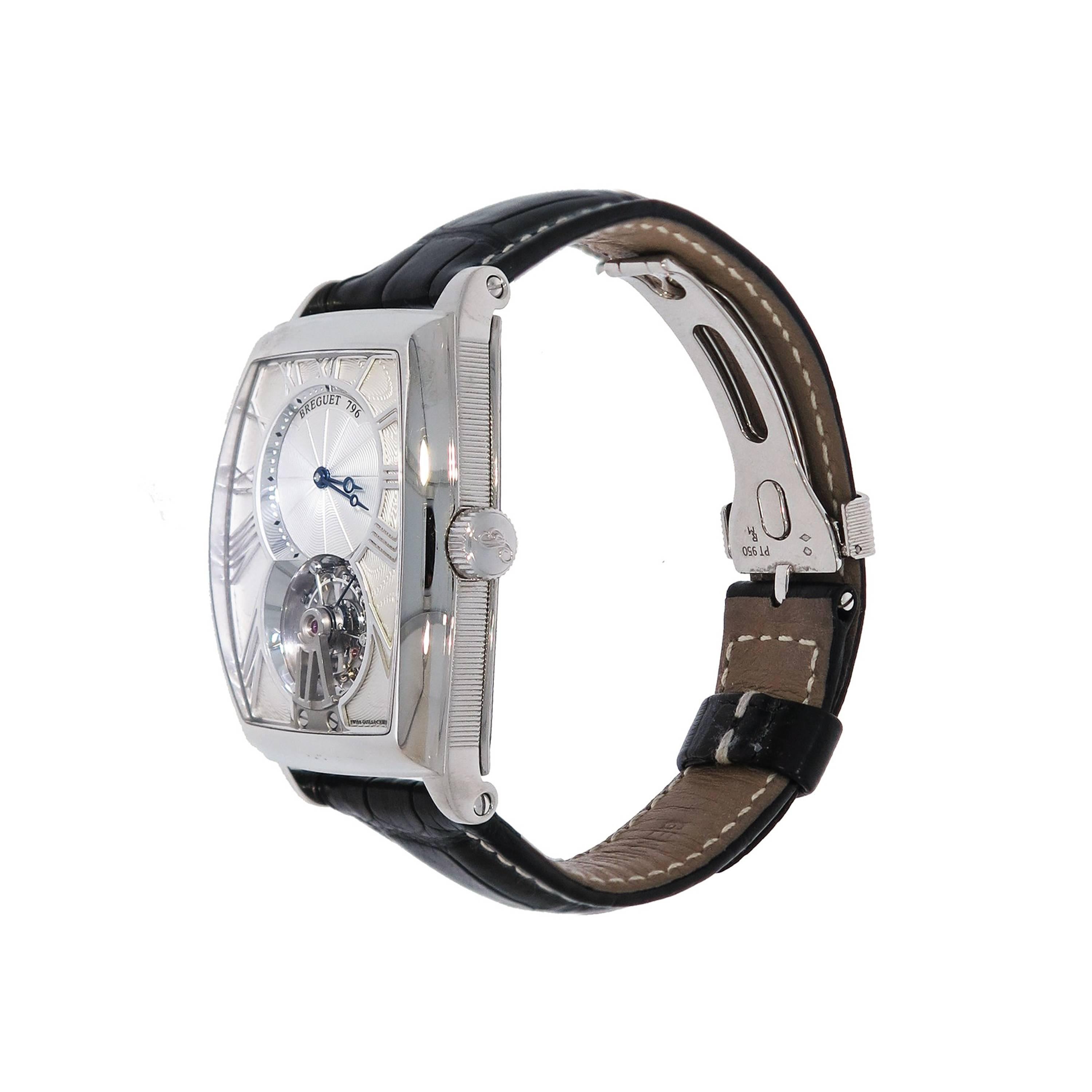 Breguet Platinum Heritage Tourbillon Manual Wristwatch Ref 5497PT129V6  In Excellent Condition In Greenwich, CT