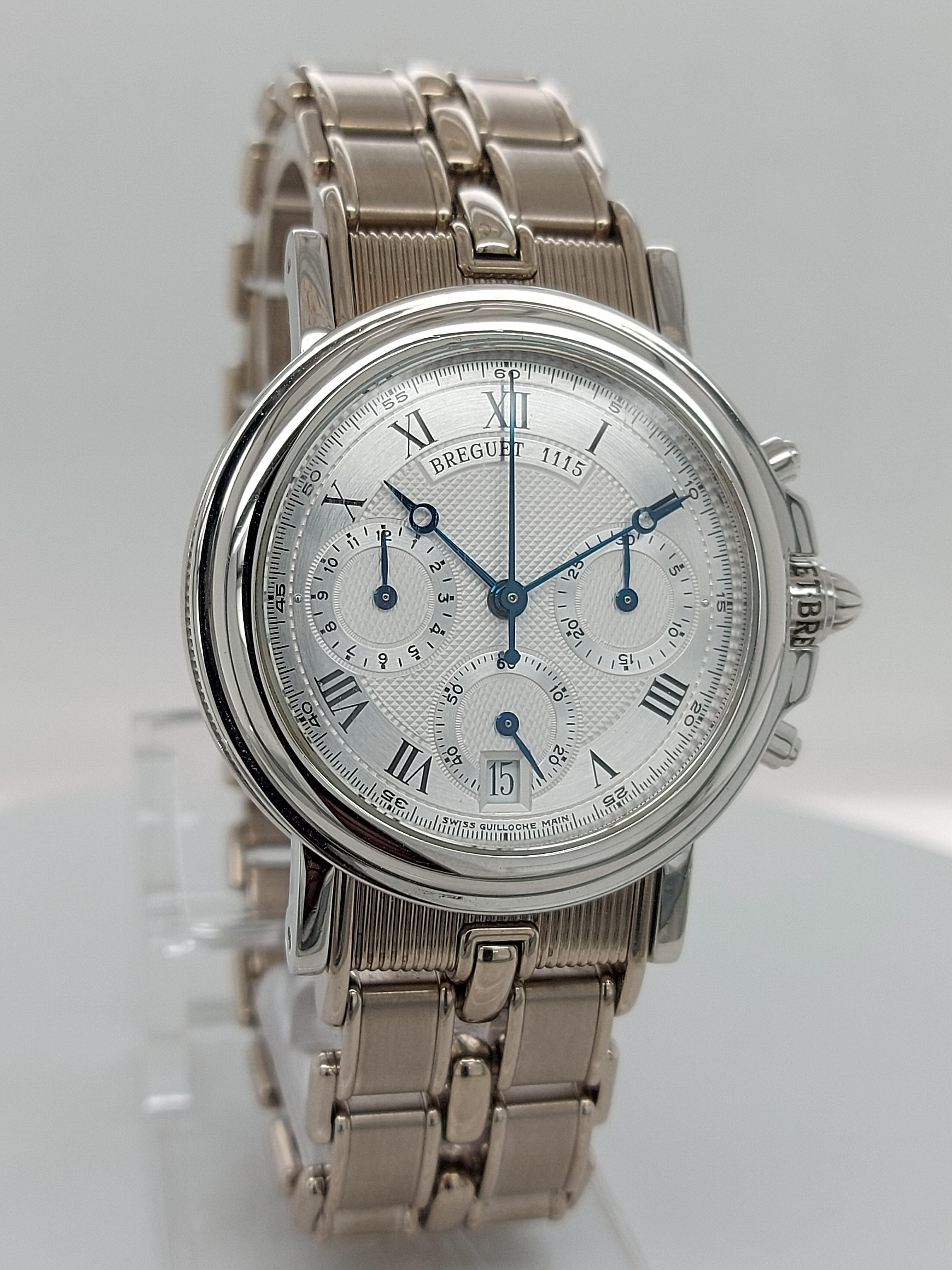 Breguet Platinum Marine Chronograph 3460PT/12/996, White Gold Strap In Excellent Condition In Antwerp, BE