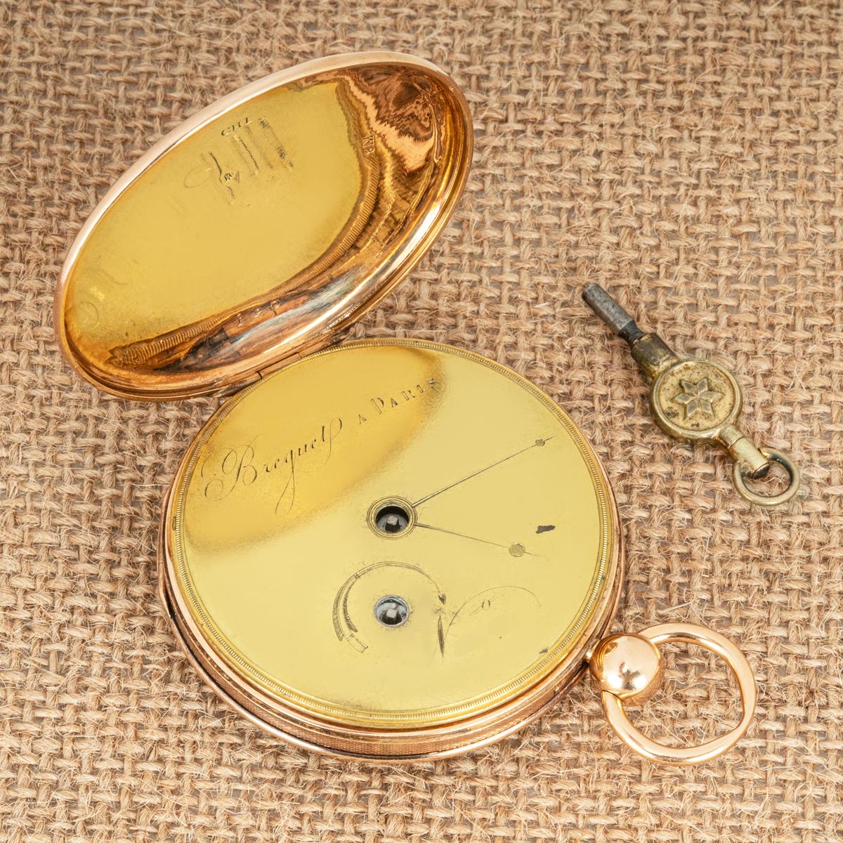 Men's Breguet Rare Rose Gold Keywind Cylinder Date Pocket Watch C1830