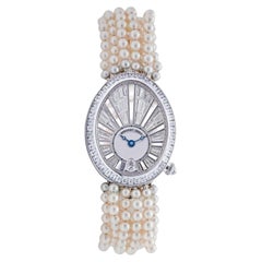 Breguet Reine de Naples 8939BB White Gold Baguette Diamonds Pearl Bracelet