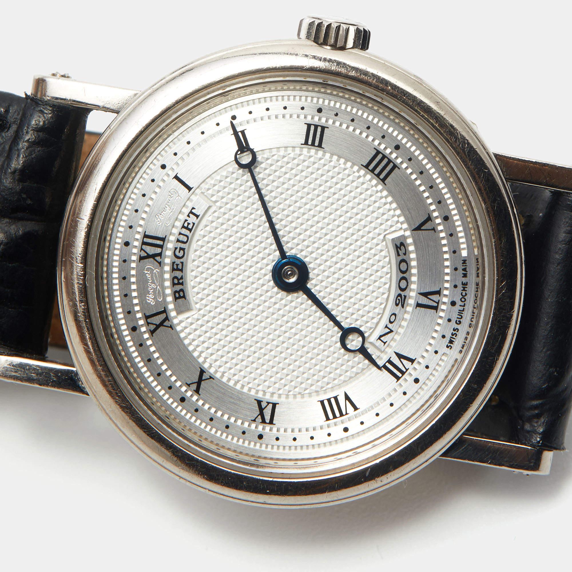 Breguet Silver 18K White Gold Leather Classique 8560 Women's Wristwatch 25.50 mm 4