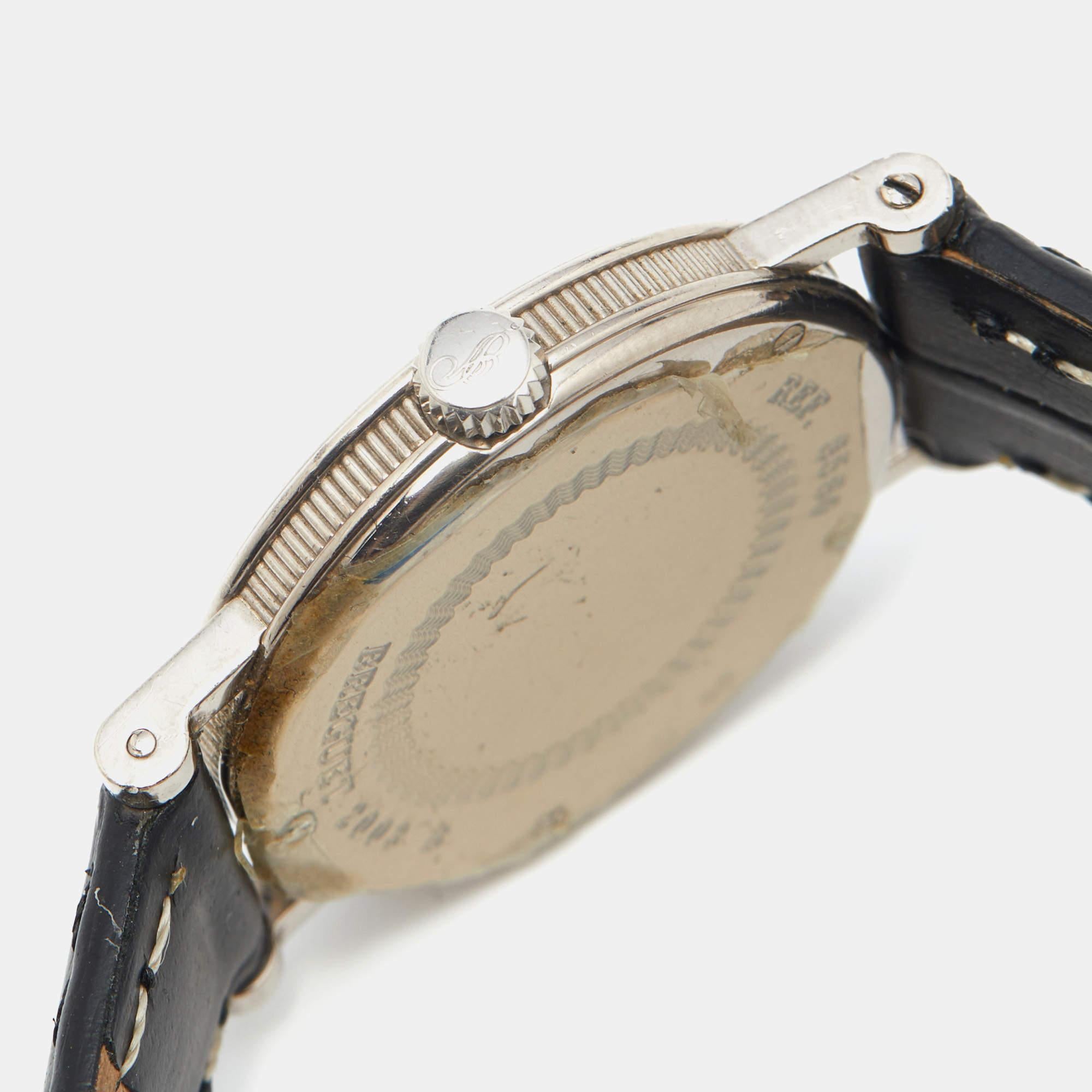 Breguet Silver 18K White Gold Leather Classique 8560 Women's Wristwatch 25.50 mm In Fair Condition In Dubai, Al Qouz 2