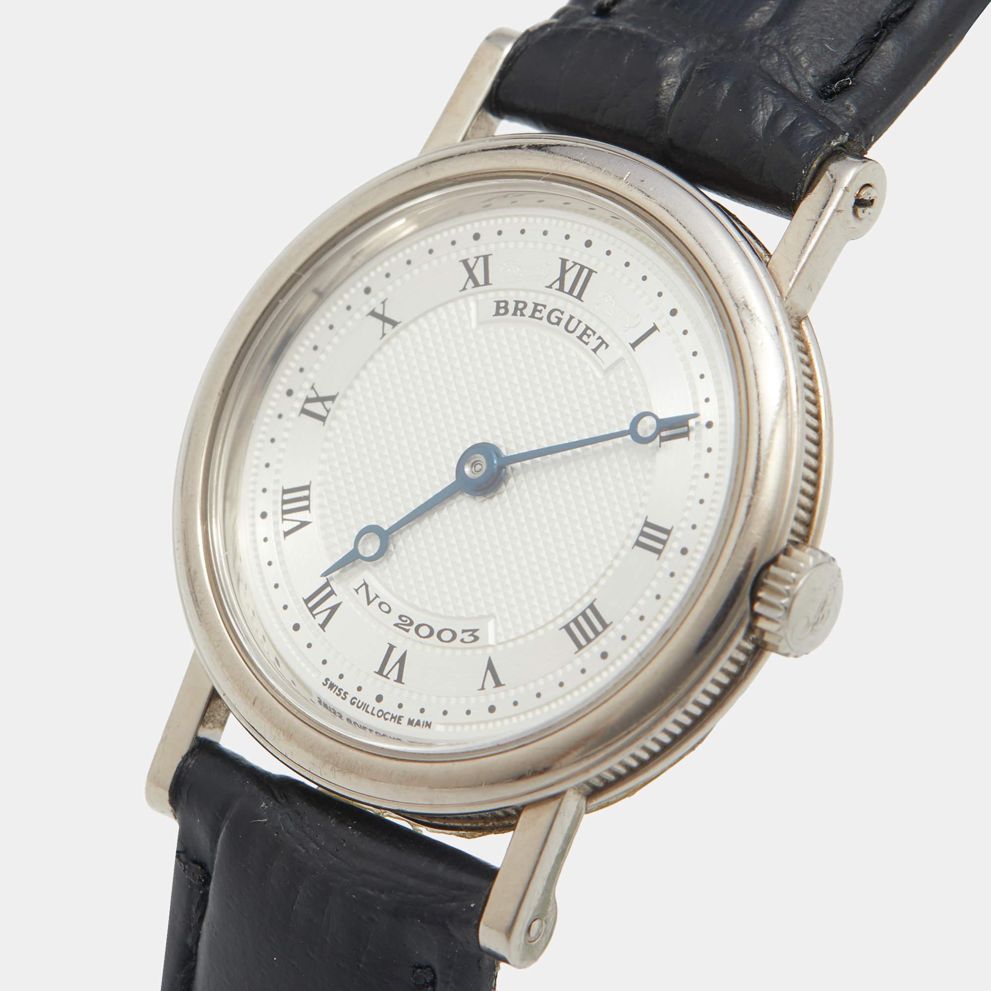 Breguet Silver 18K White Gold Leather Classique 8560 Women's Wristwatch 25.50 mm 3