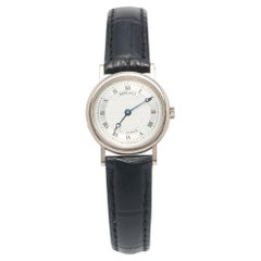 Breguet Silver 18K White Gold Leather Classique 8560 Women's Wristwatch 25.50 mm