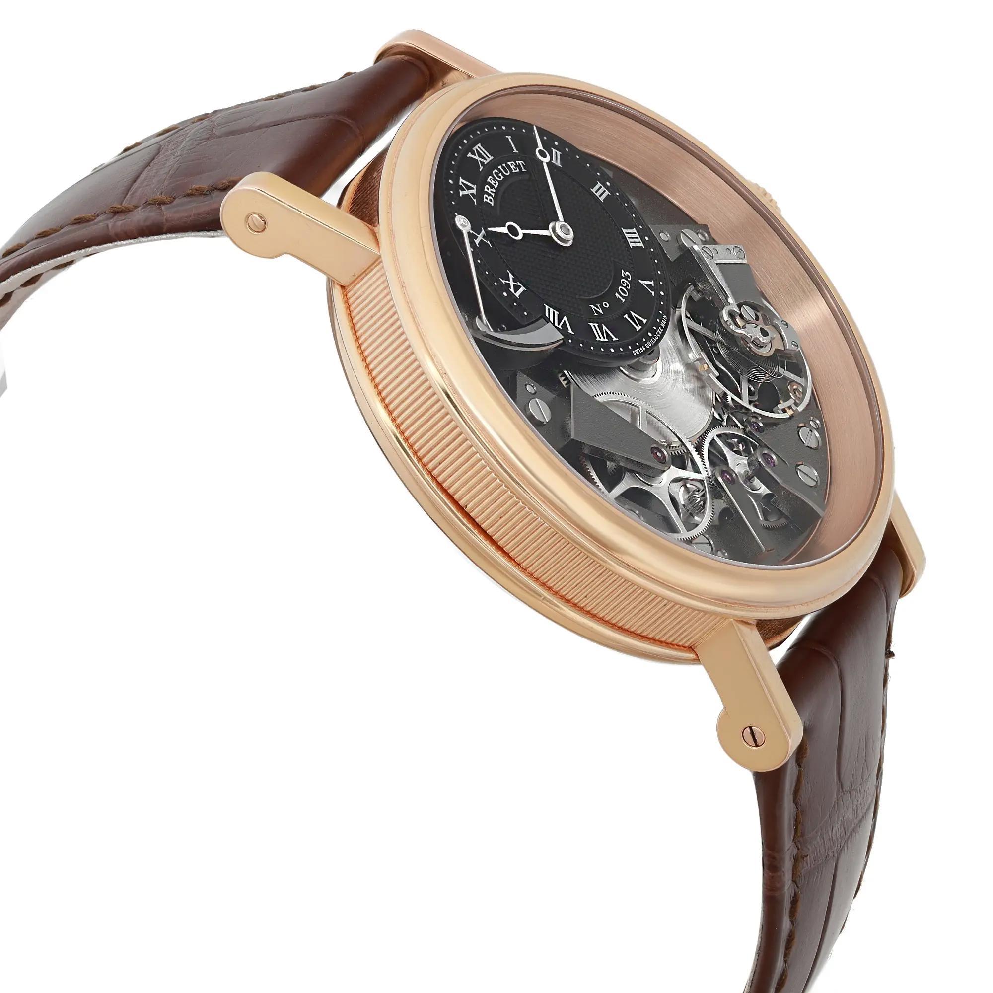 Men's Breguet Tradition 18K Rose Gold Skeleton Dial Manual Wind Watch 7057BR/G9/9W6 For Sale