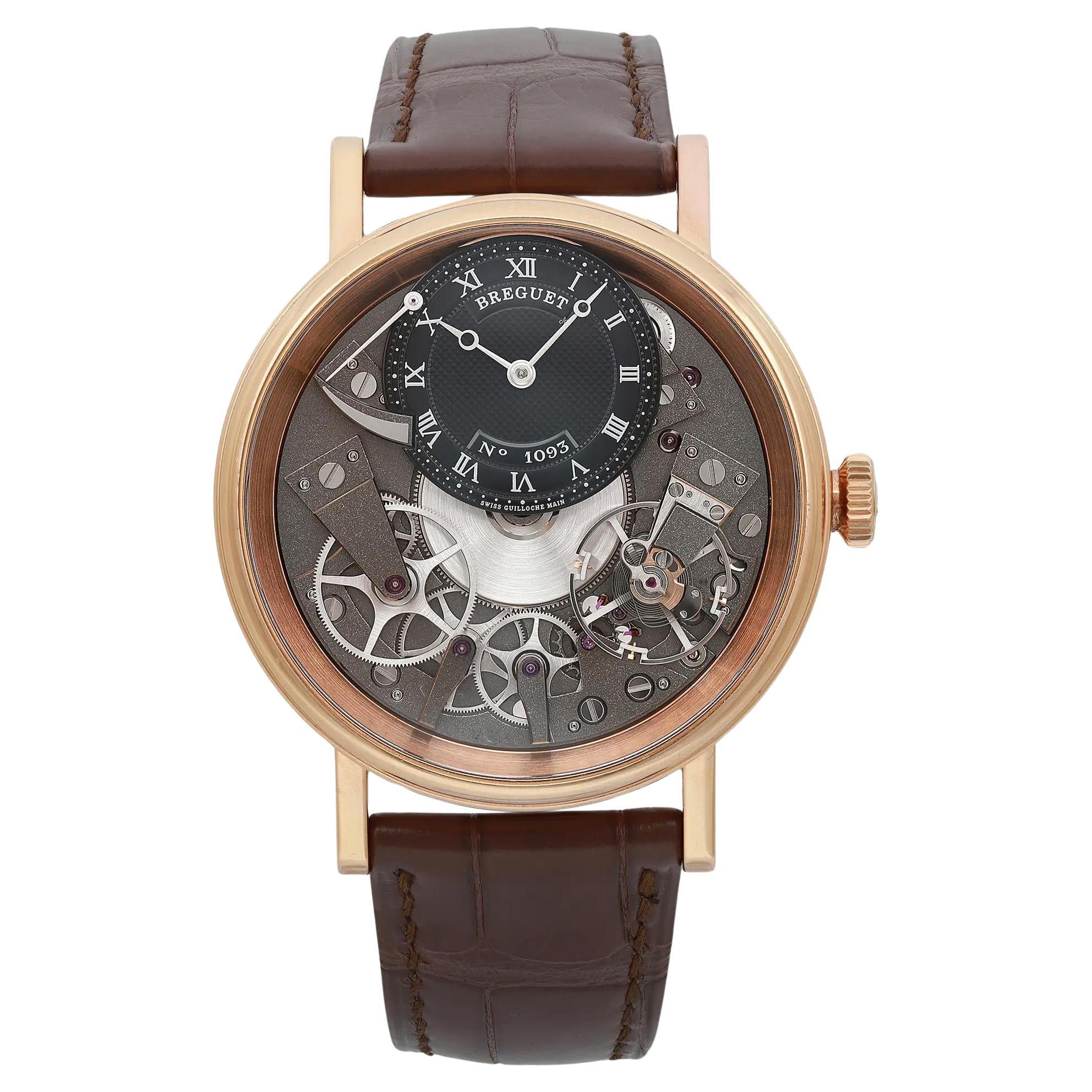 Breguet Tradition Montre à cadran squelette en or rose 18 carats à remontage manuel 7057BR/G9/9W6 en vente